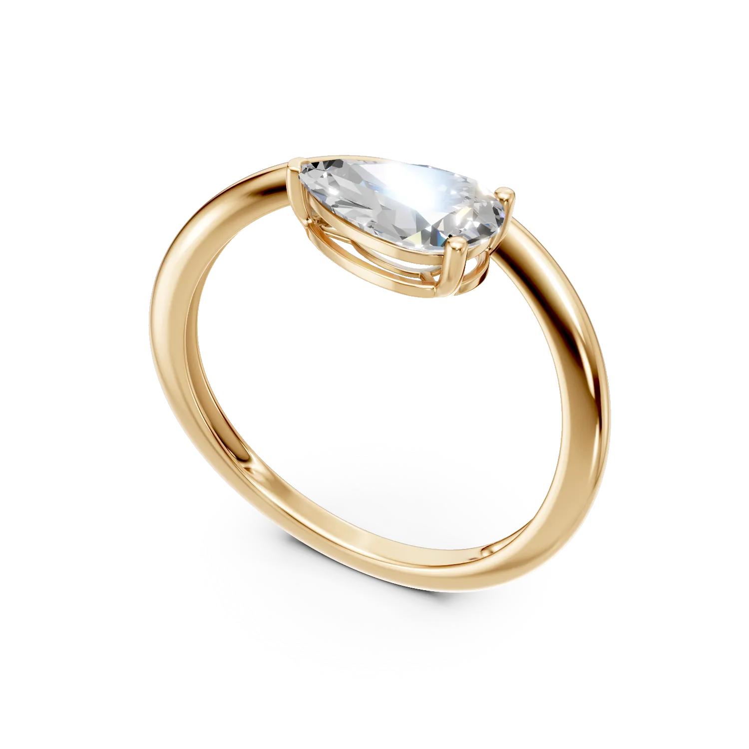 Inel din aur galben cu diamant de 1ct creat in laborator