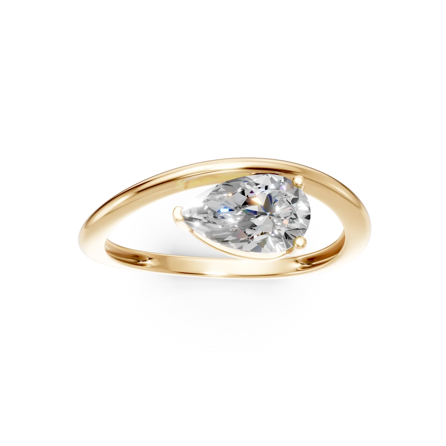 Inel din aur galben cu diamant de 1ct creat in laborator