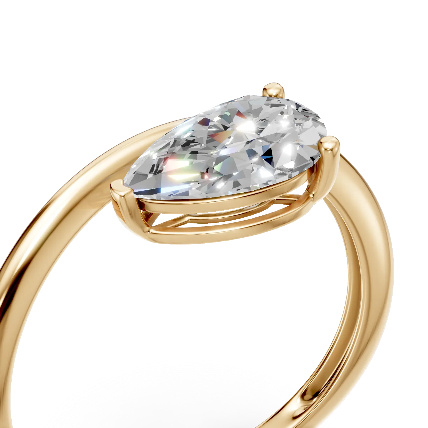 Inel din aur galben cu diamant de 1ct creat in laborator
