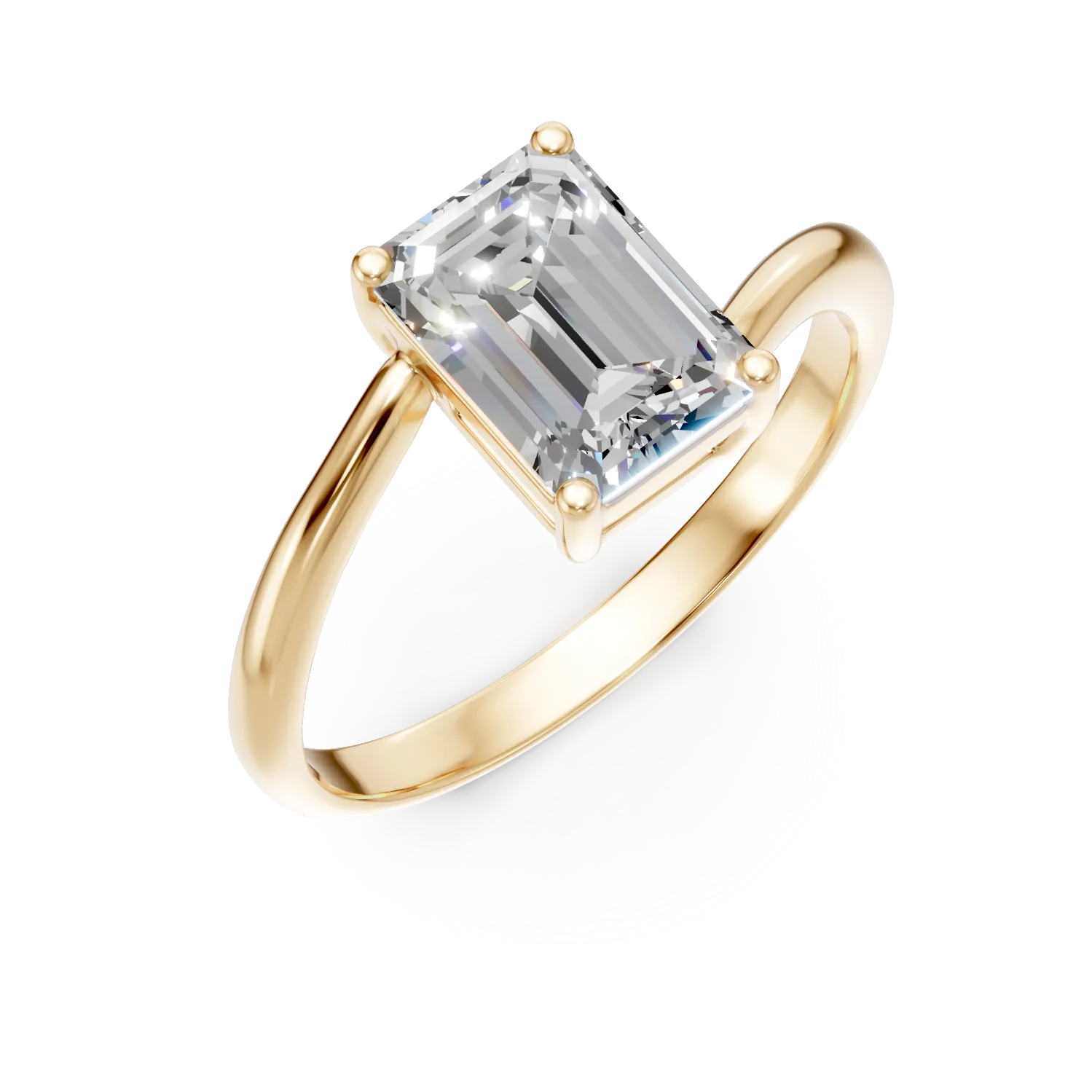 Inel din aur galben cu diamant de 2ct creat in laborator