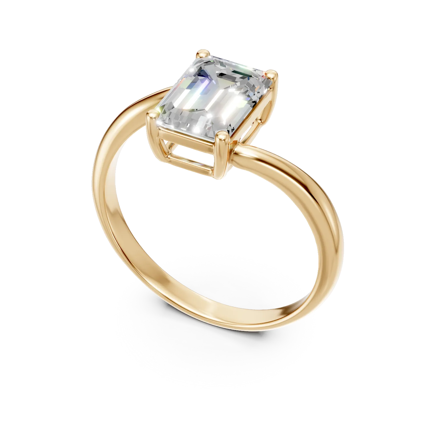 Inel din aur galben cu diamant de 2ct creat in laborator - imagine 2