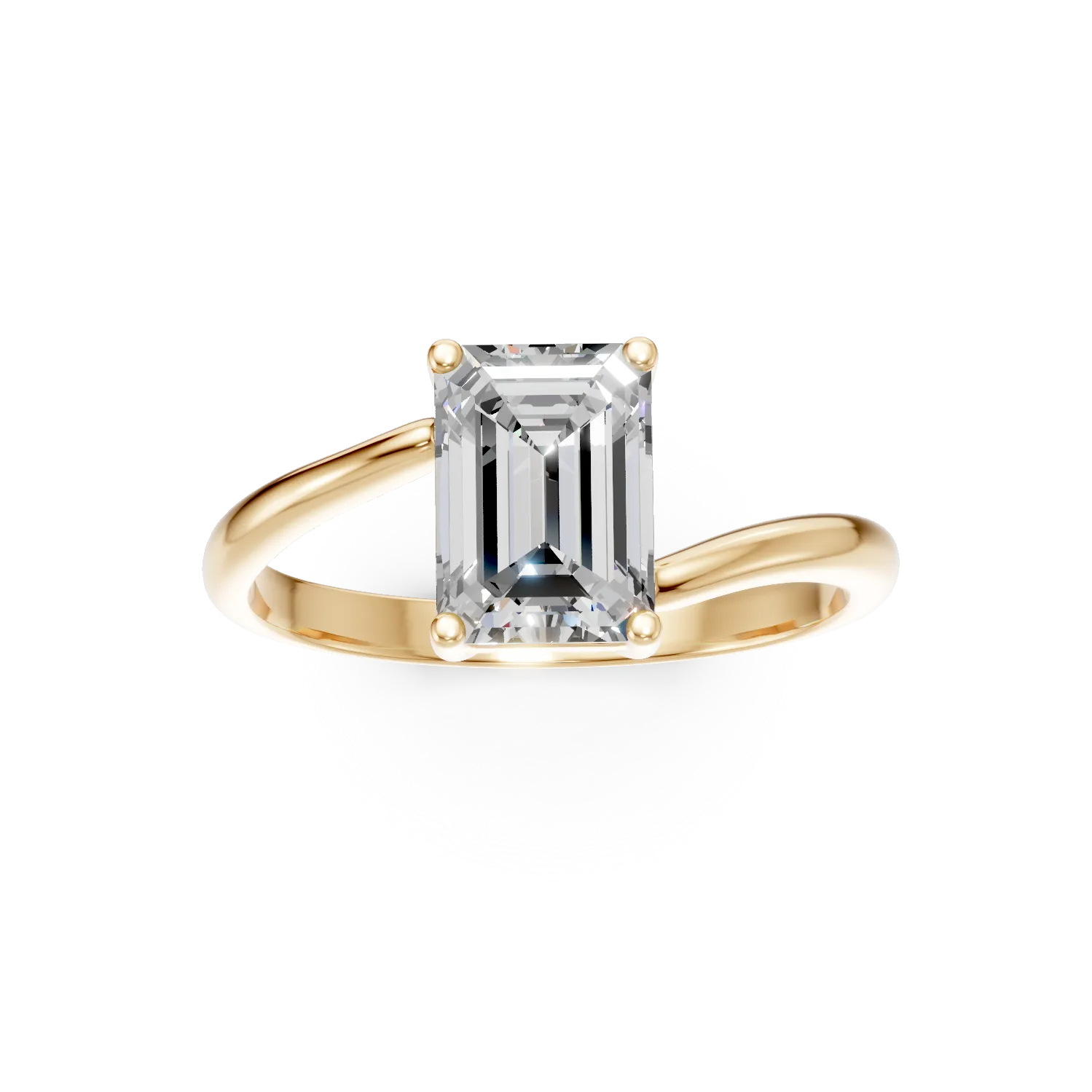 Inel din aur galben cu diamant de 2ct creat in laborator - imagine 3