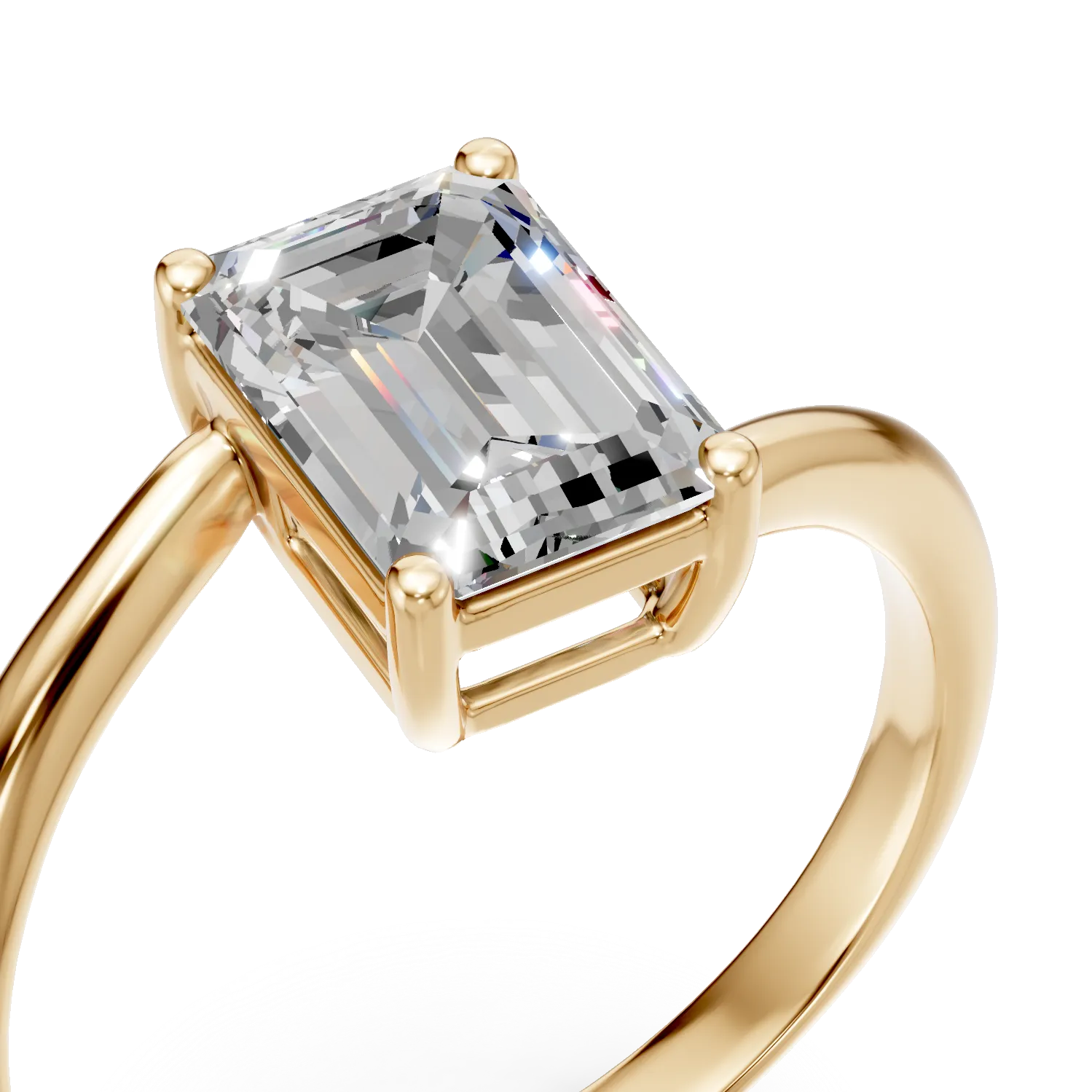 Inel din aur galben cu diamant de 2ct creat in laborator - imagine 4
