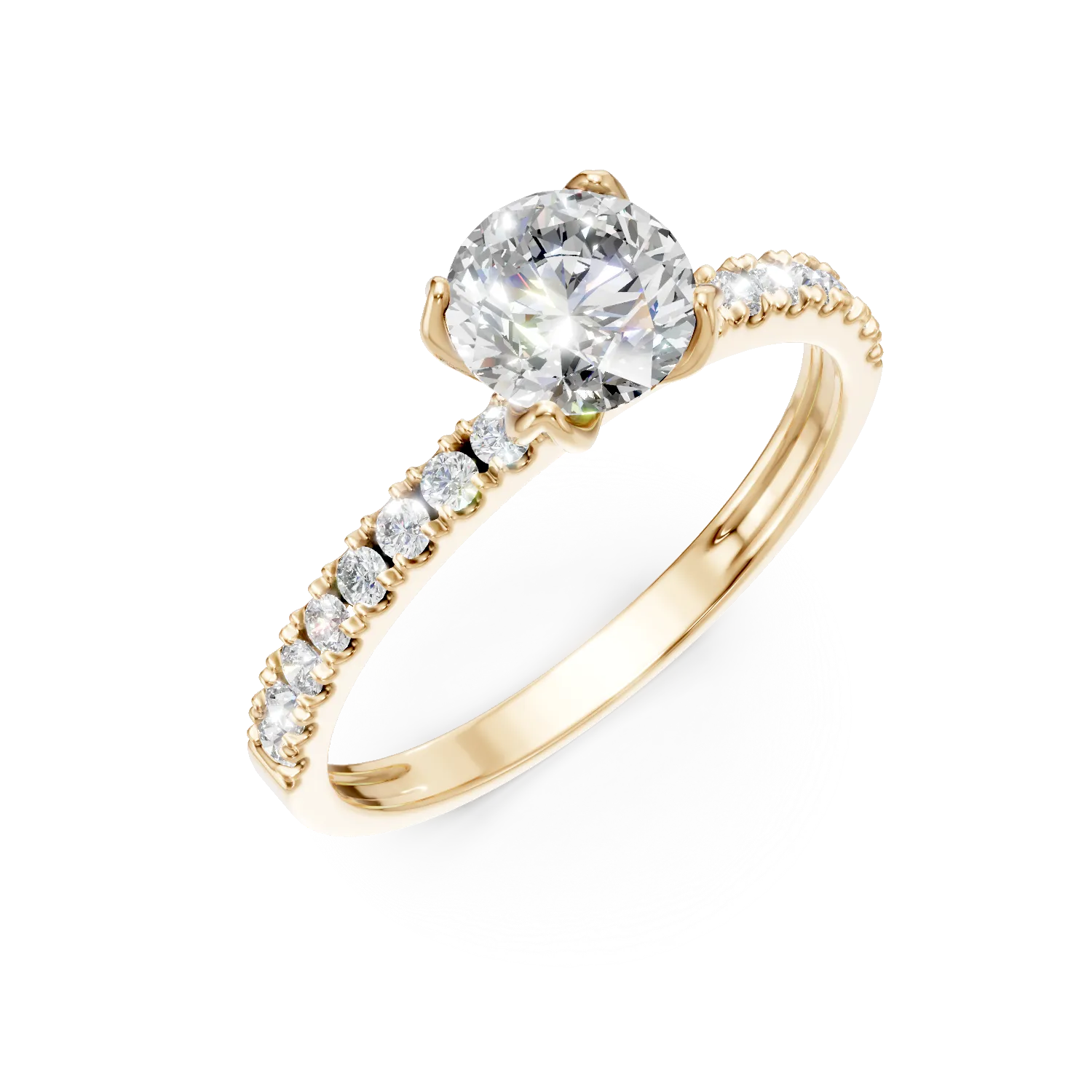 Inel de logodna din aur galben cu diamante de 1.23ct create in laborator