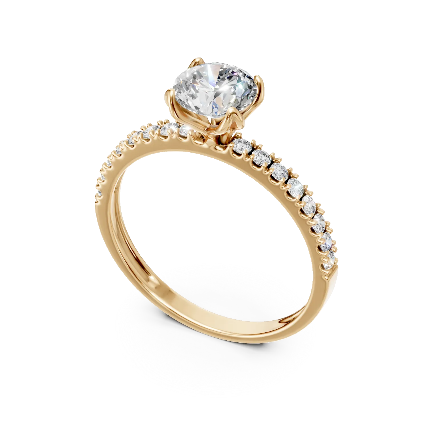 Inel de logodna din aur galben cu diamante de 1.32ct create in laborator