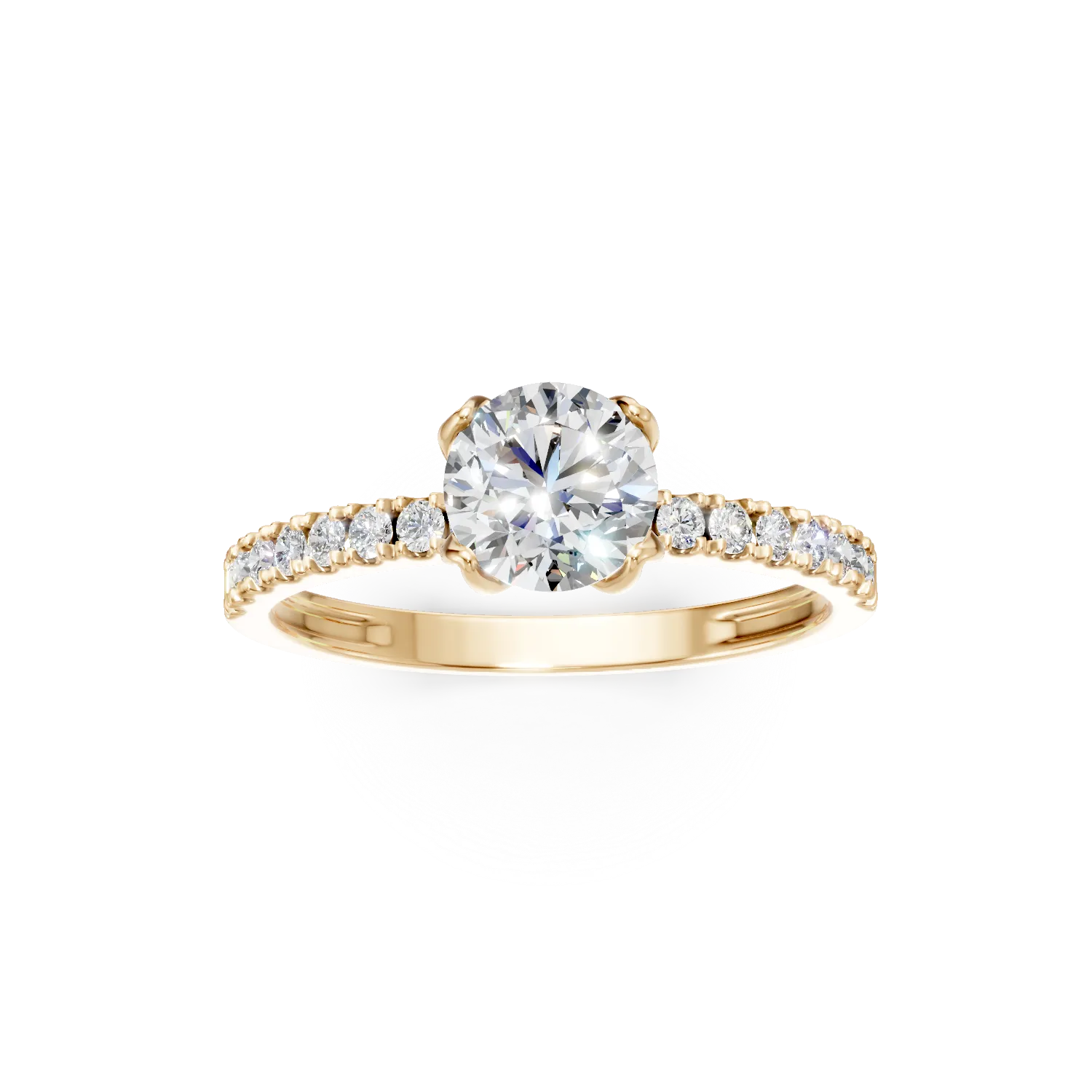 Inel de logodna din aur galben cu diamante de 1.32ct create in laborator
