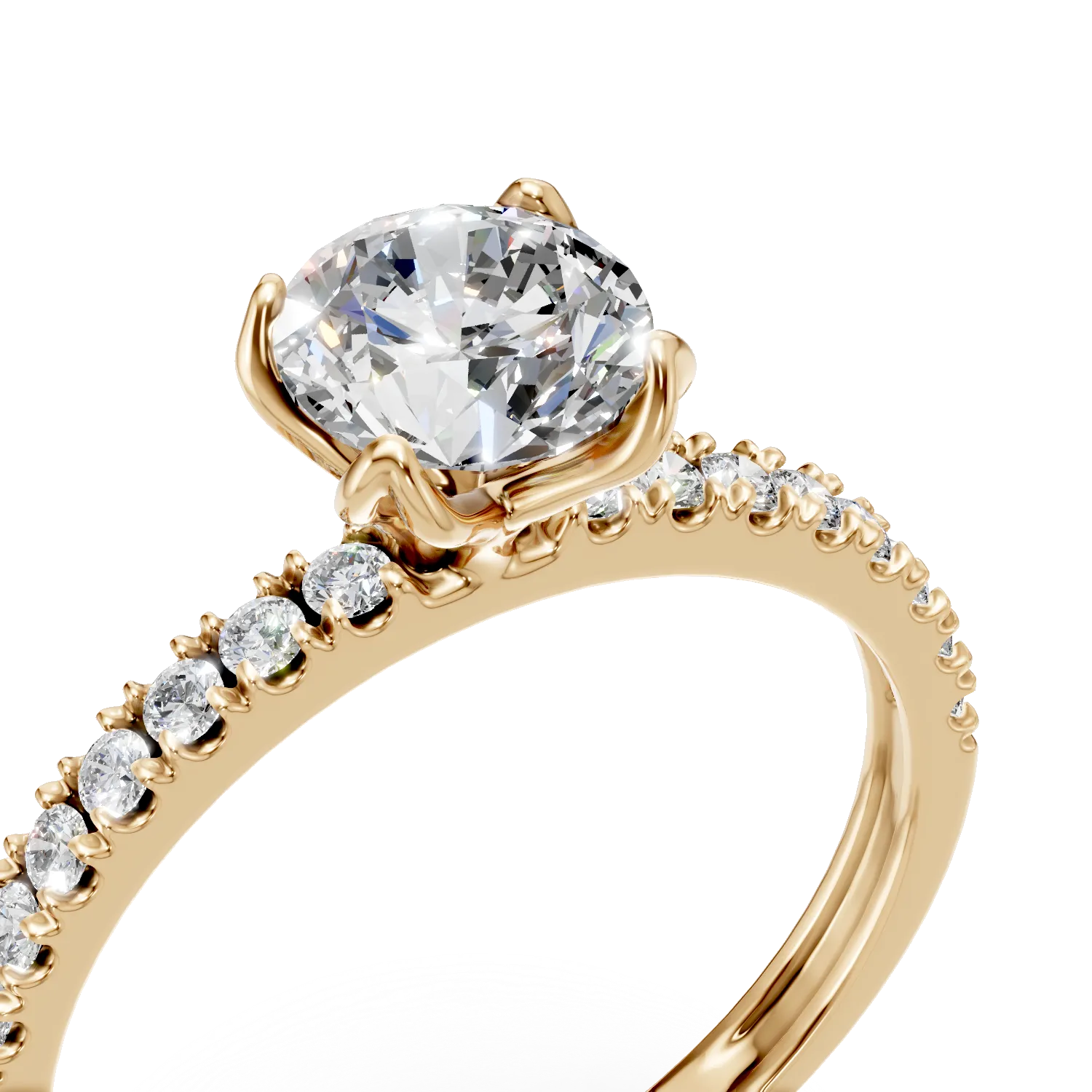 Inel de logodna din aur galben cu diamante de 1.32ct create in laborator