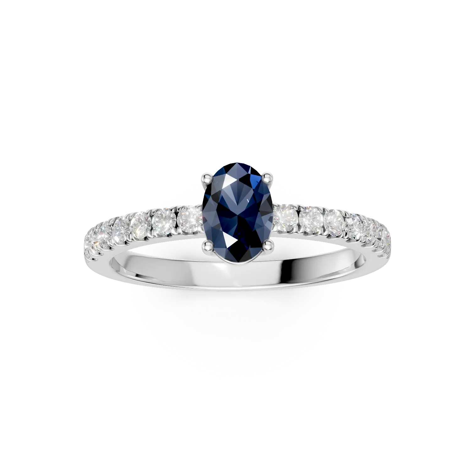 Inel din argint cu safir albastru de 0.6ct si zirconii