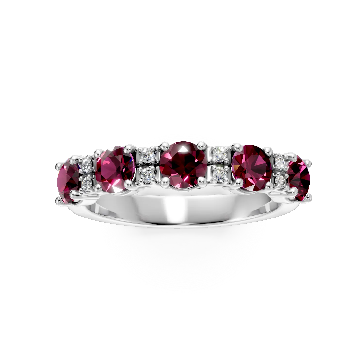 Inel din argint cu rodolite rosii de 1.72ct si zirconii