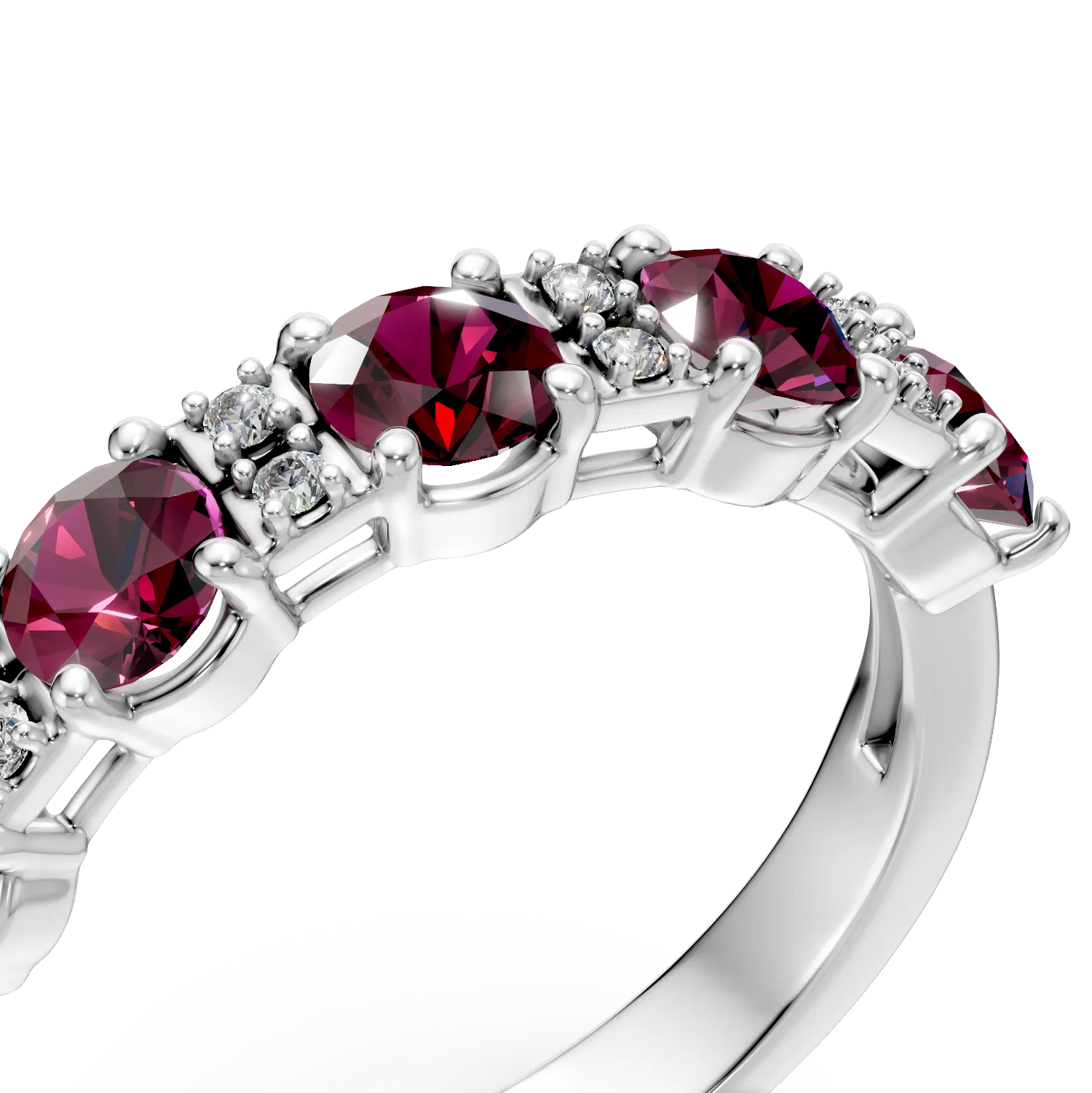 Inel din argint cu rodolite rosii de 1.72ct si zirconii