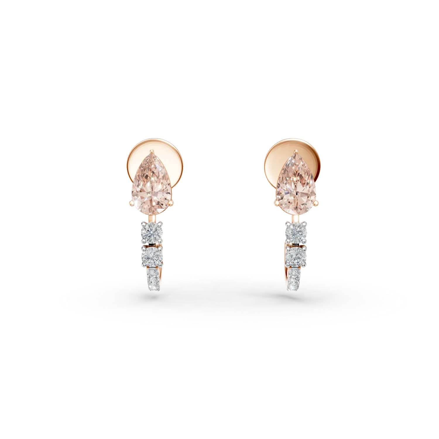 Cercei din aur roz cu diamante fancy roz si diamante incolore de 1.39ct create in laborator