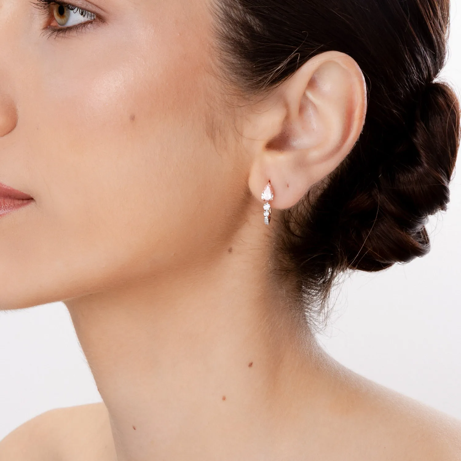 Cercei din aur roz cu diamante fancy roz si diamante incolore de 1.39ct create in laborator