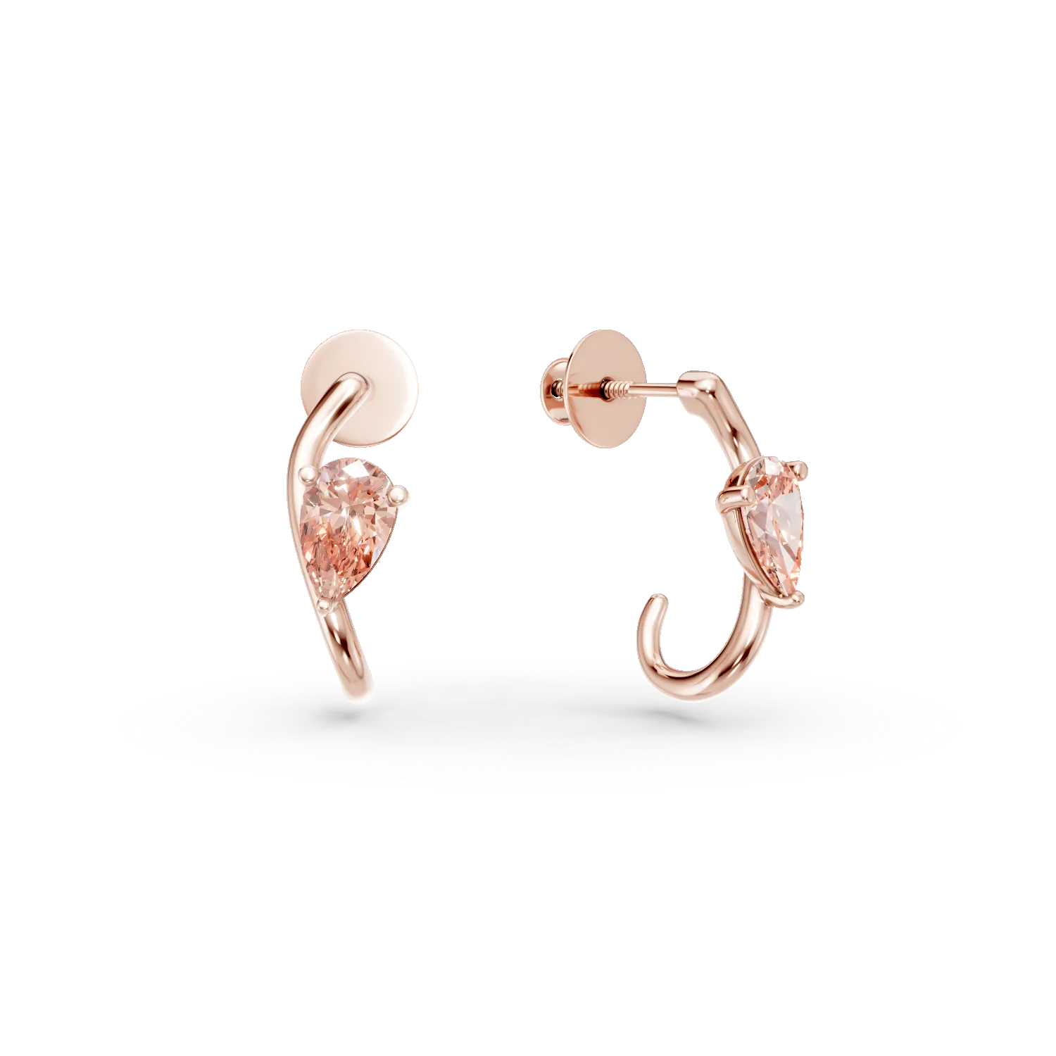 Cercei din aur roz cu diamante fancy roz de 1.09ct create in laborator