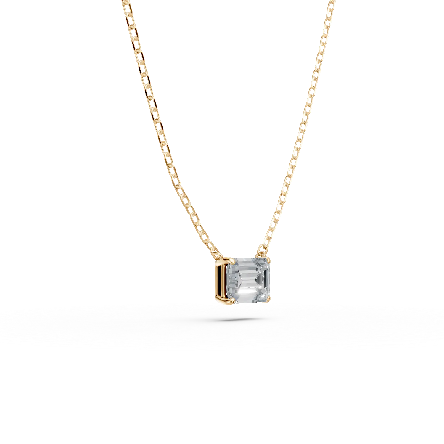 Lant cu pandantiv din aur galben cu diamant de 1ct creat in laborator - imagine 3