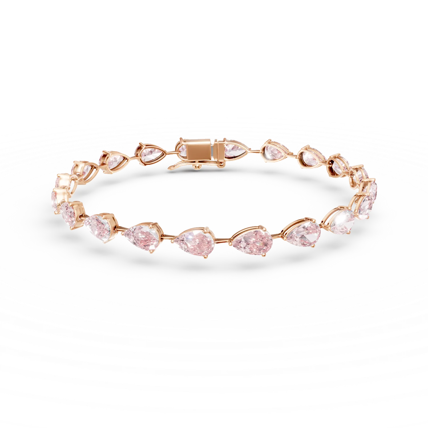Bratara tennis din aur roz cu diamante fancy roz de 10.49ct create in laborator