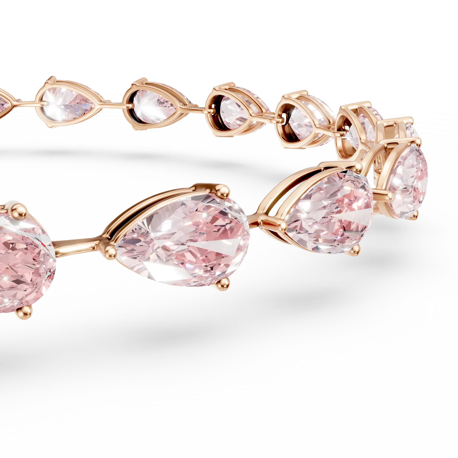 Bratara tennis din aur roz cu diamante fancy roz de 10.49ct create in laborator - imagine 2
