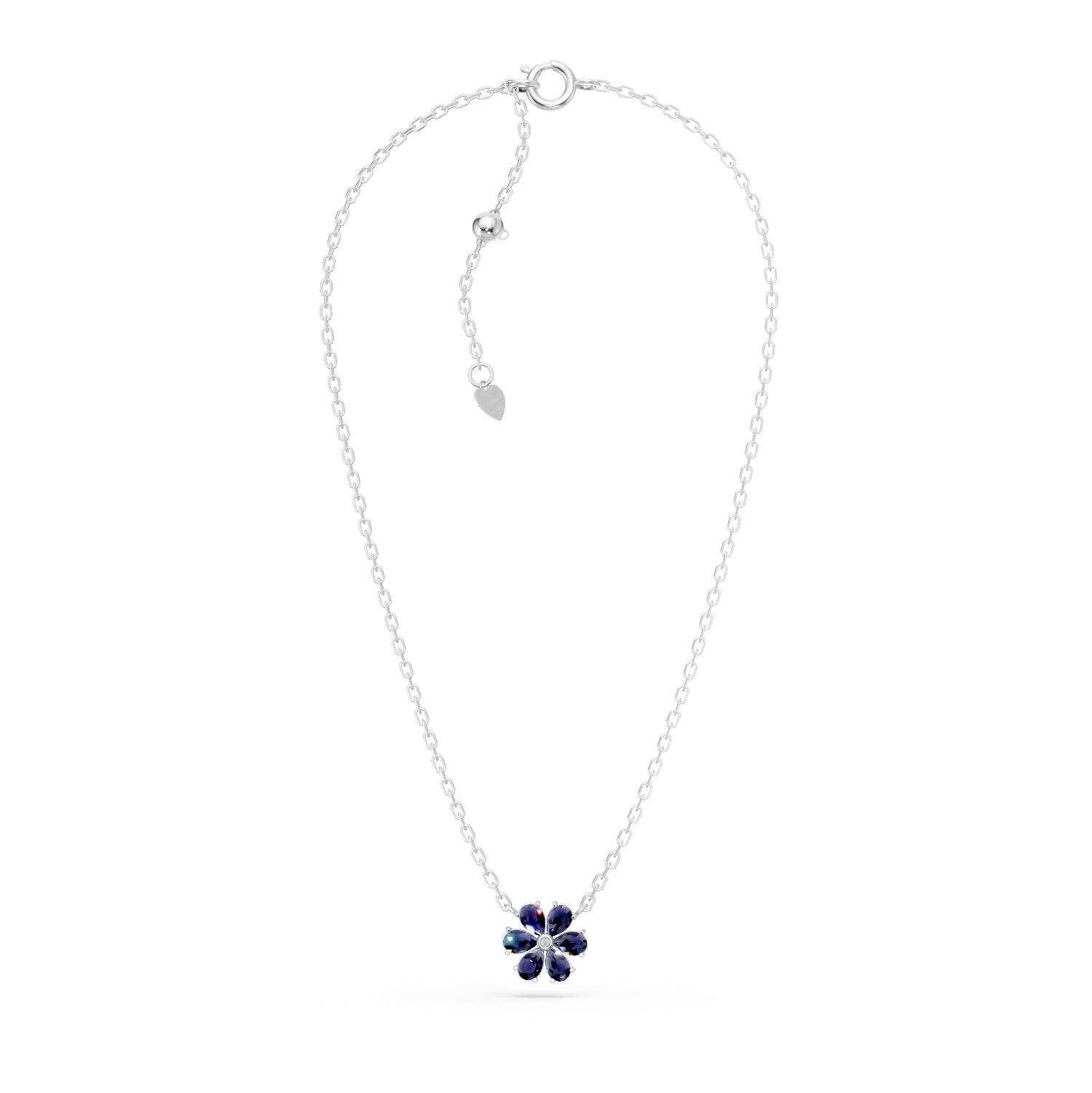 Lant cu pandantiv floral din argint cu iolite de 1.89ct si zirconia