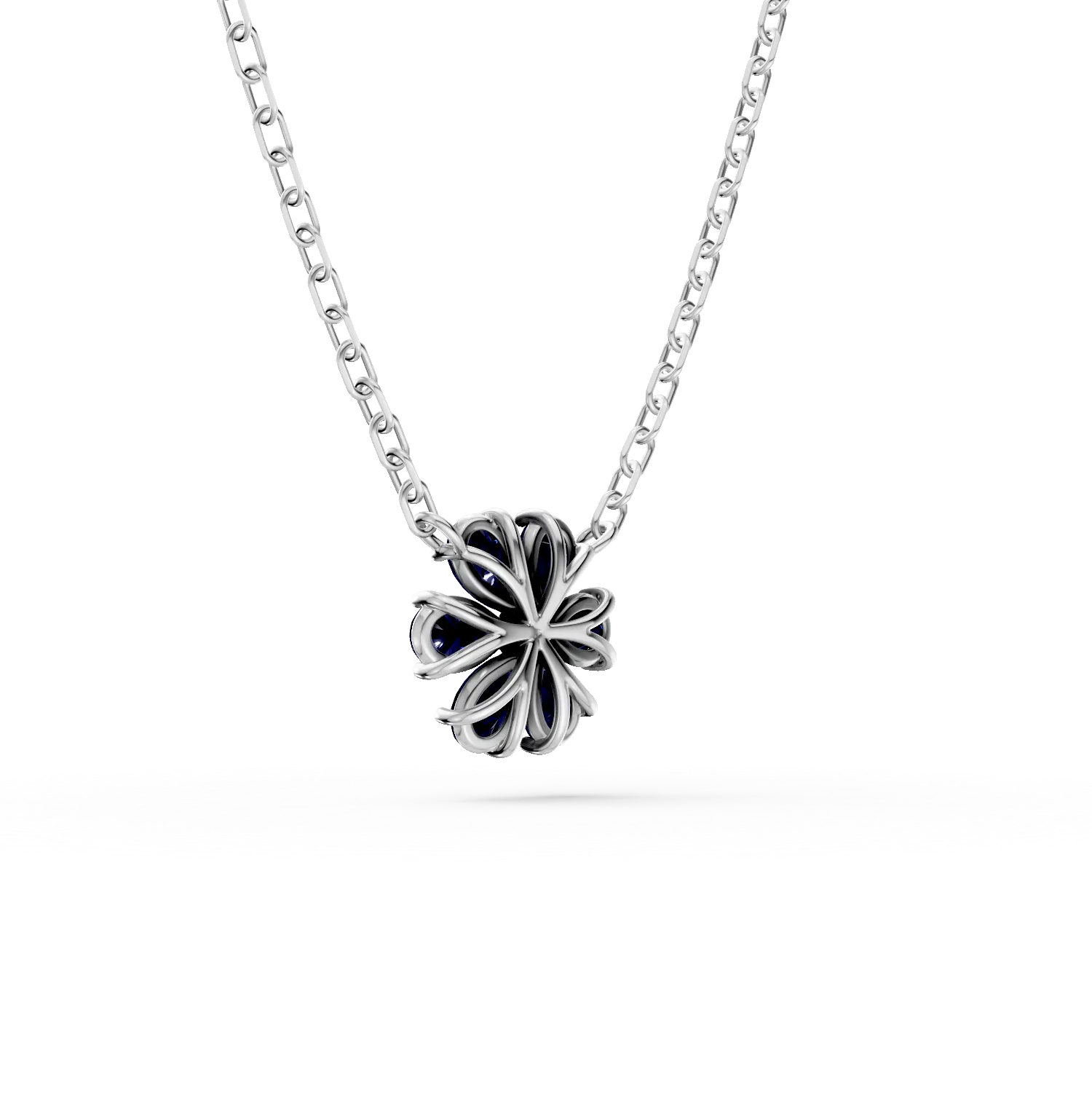 Lant cu pandantiv floral din argint cu iolite de 1.89ct si zirconia