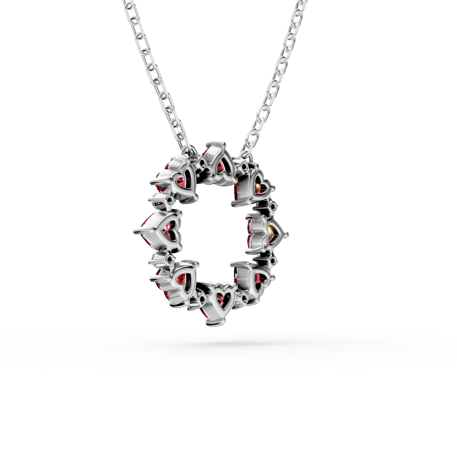 Lant cu pandantiv rotund din argint cu granate rosii de 4.37ct si zirconii