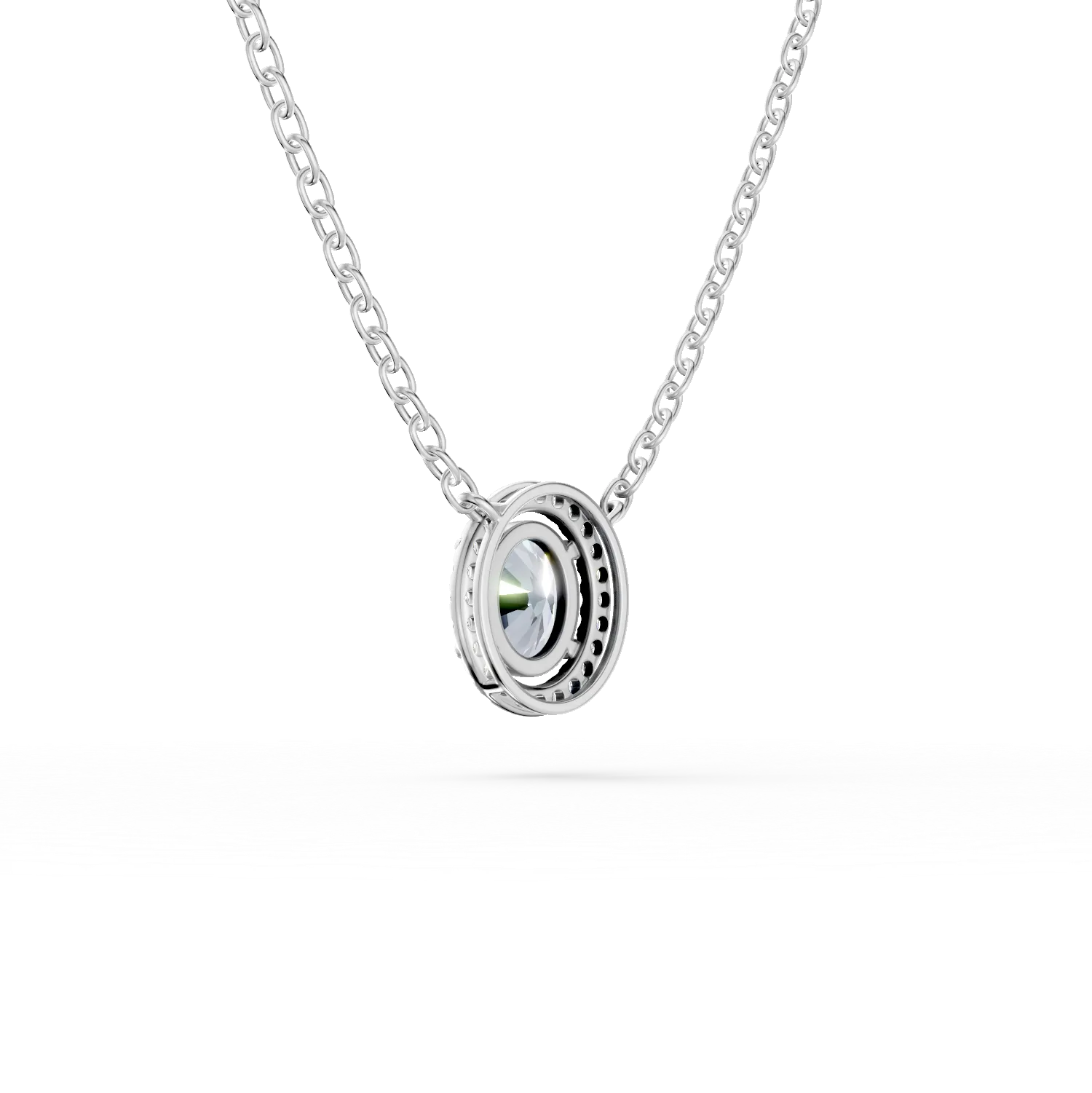 Lant cu pandantiv din argint cu acvamarin de 1.1ct si zirconii