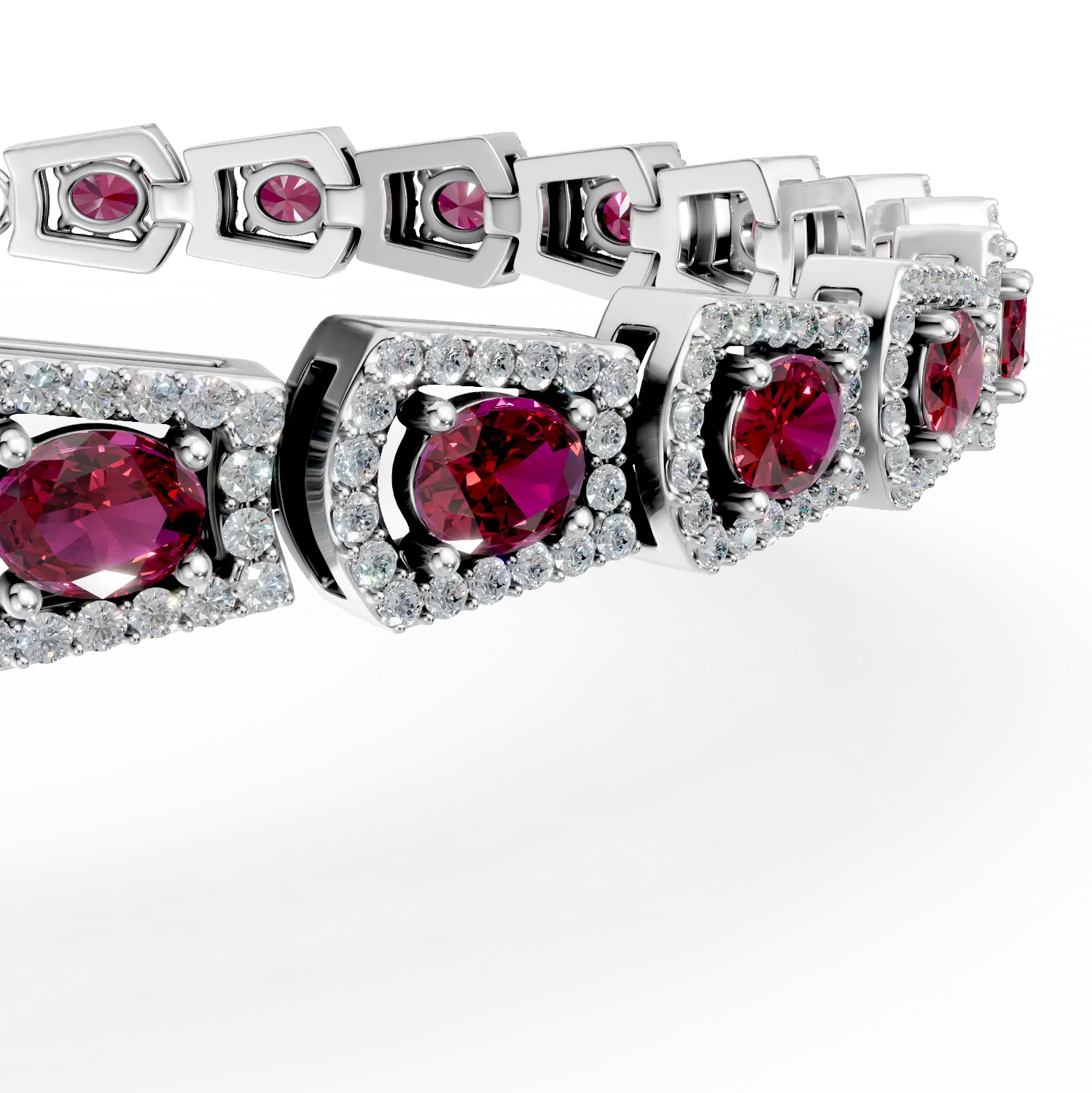 Bratara tennis din argint cu rodolite rosii de 4.46ct si zirconii