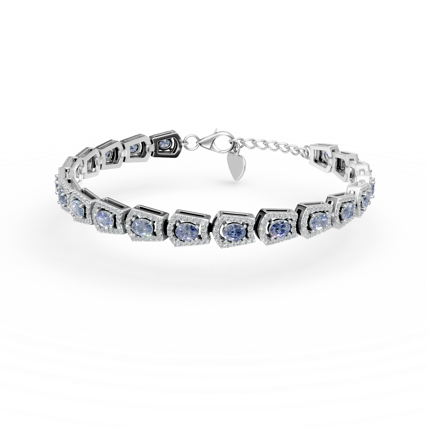 Bratara tennis din argint cu tanzanite de 3.32ct si zirconii