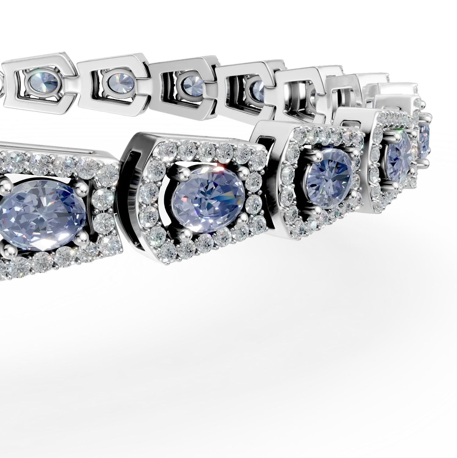 Bratara tennis din argint cu tanzanite de 3.32ct si zirconii