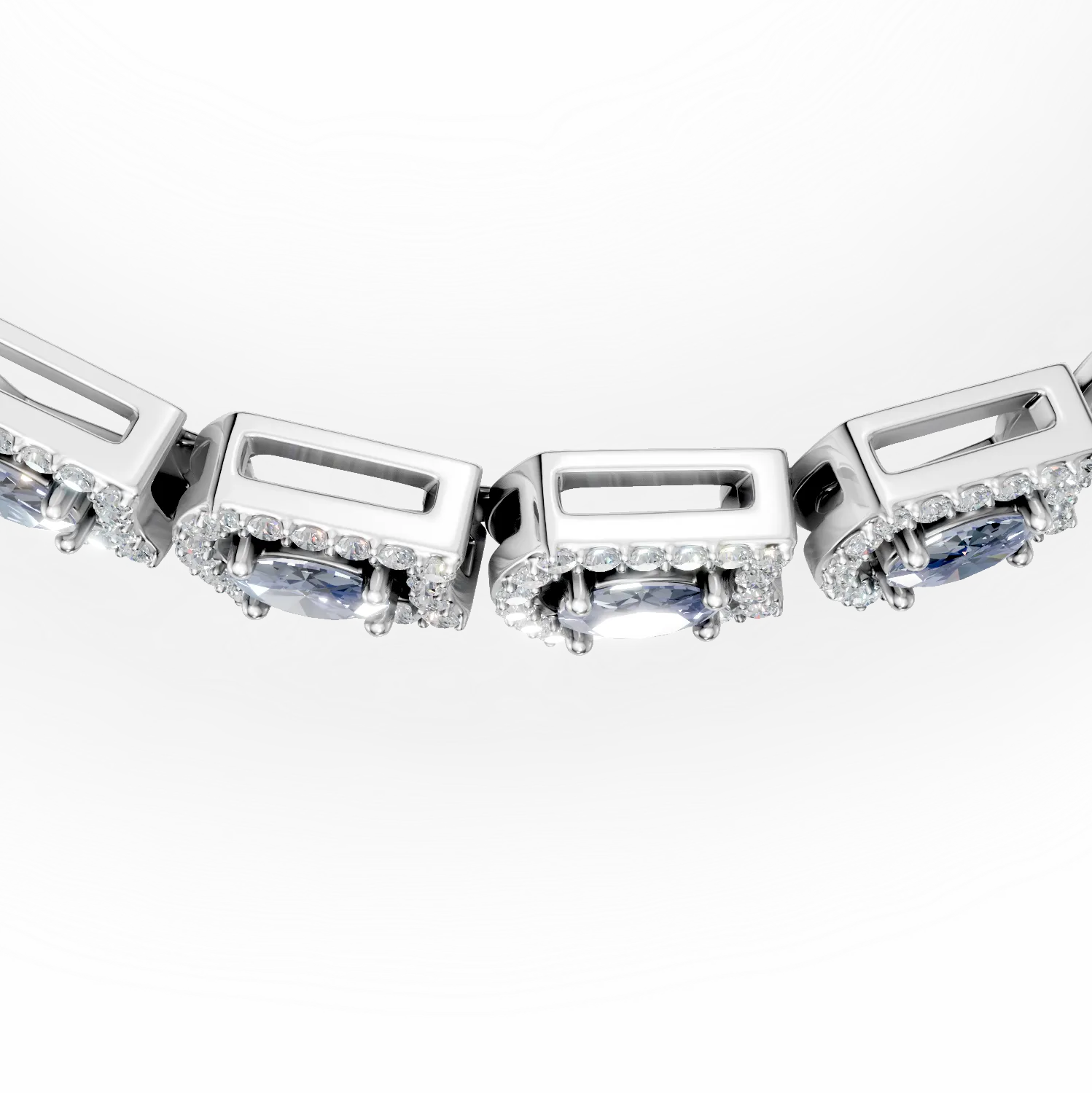 Bratara tennis din argint cu tanzanite de 3.32ct si zirconii