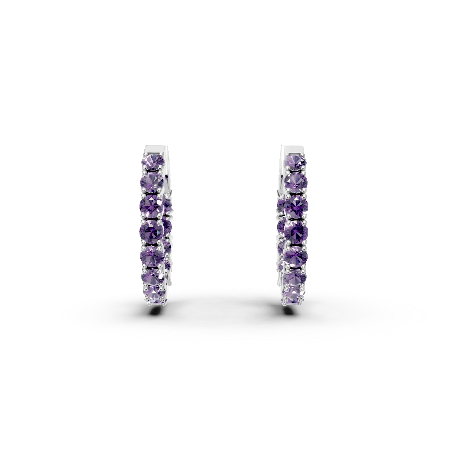 Cercei creole din argint cu ametiste de 3.86ct