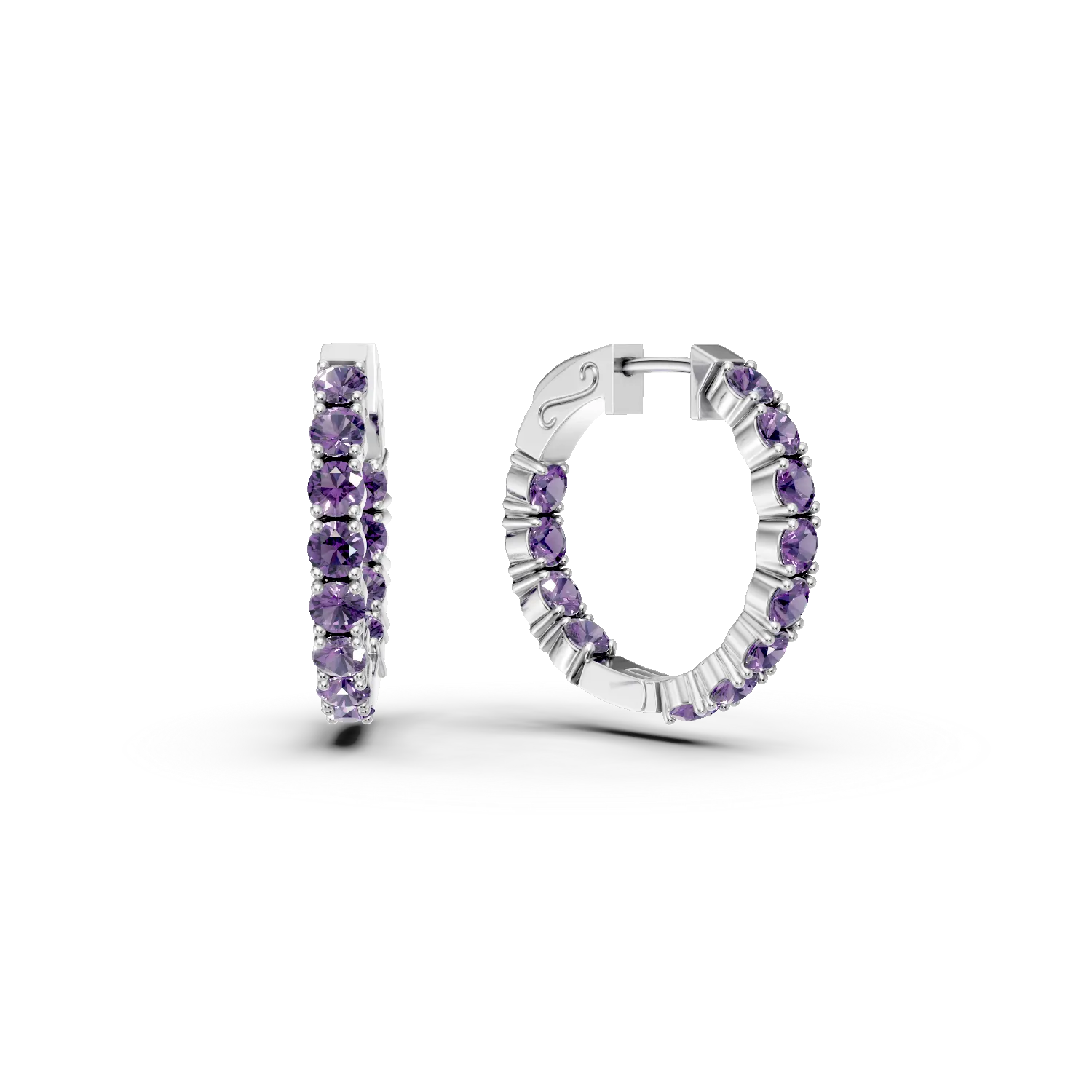 Cercei creole din argint cu ametiste de 3.86ct