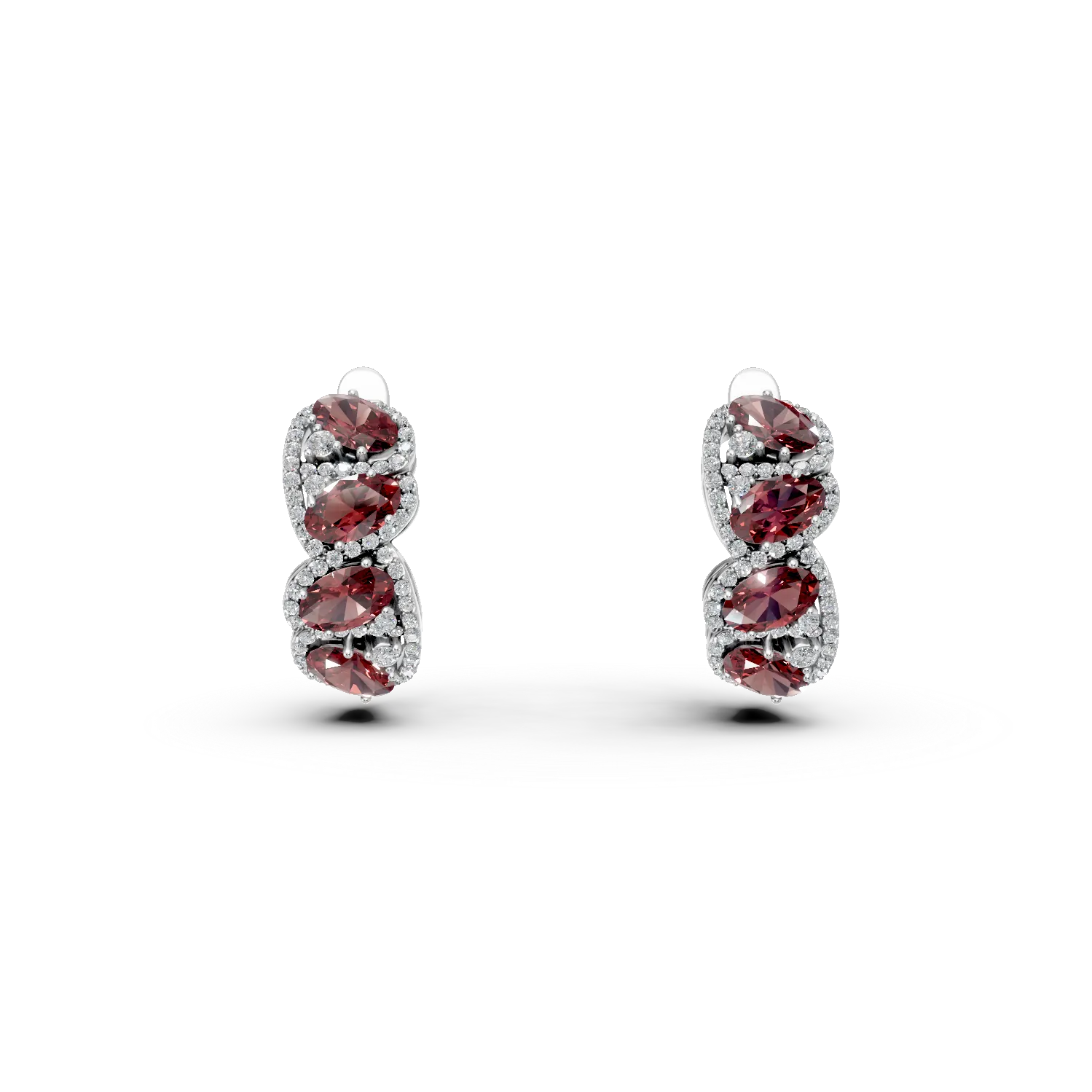 Cercei din argint cu rodolite rosii de 4.62ct si zirconii
