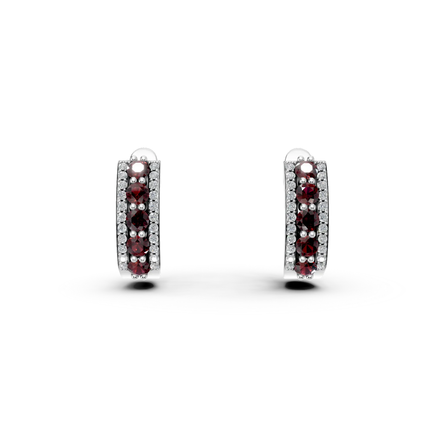 Cercei din argint cu rodolite rosii de 1.6ct si zirconii