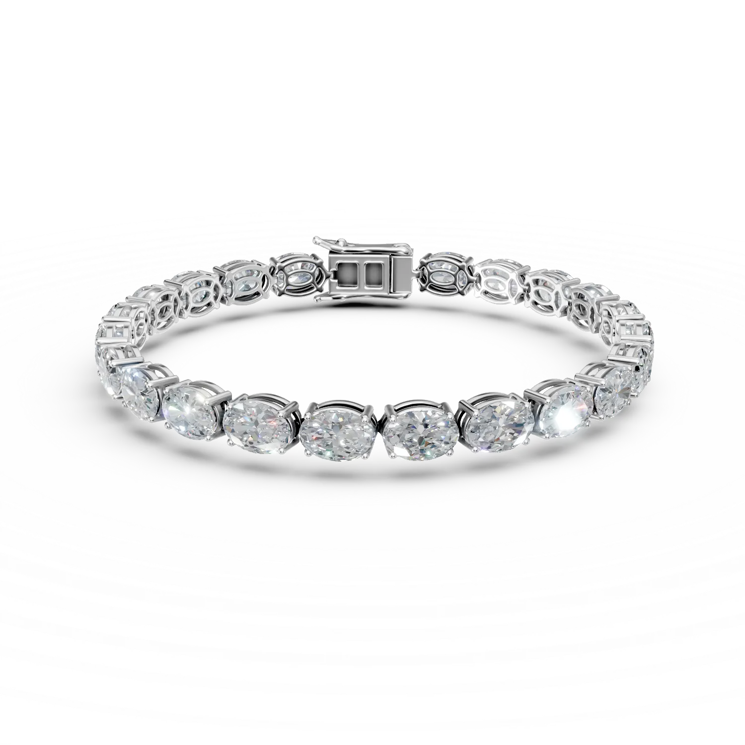 Bratara tennis din aur alb cu diamante de 17.26ct create in laborator