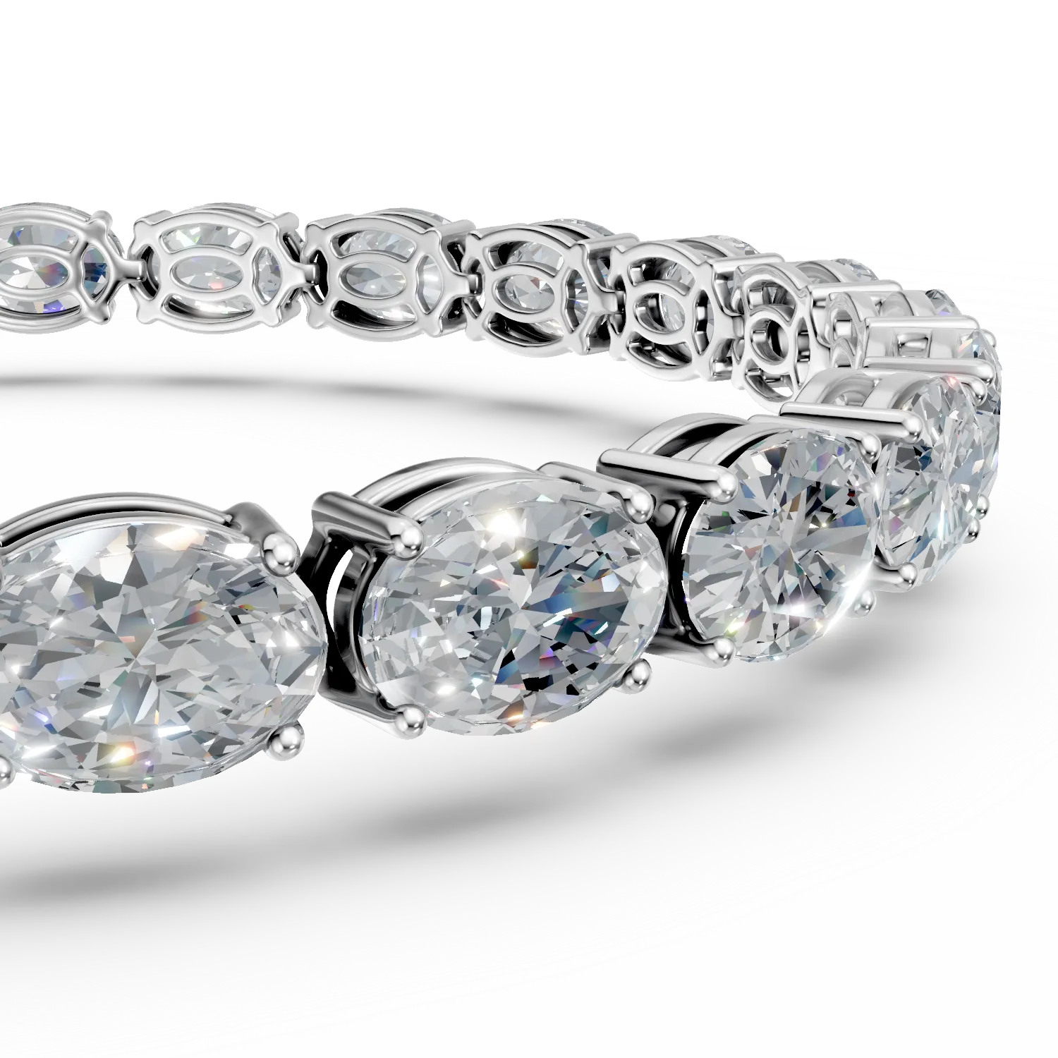 Bratara tennis din aur alb cu diamante de 17.26ct create in laborator