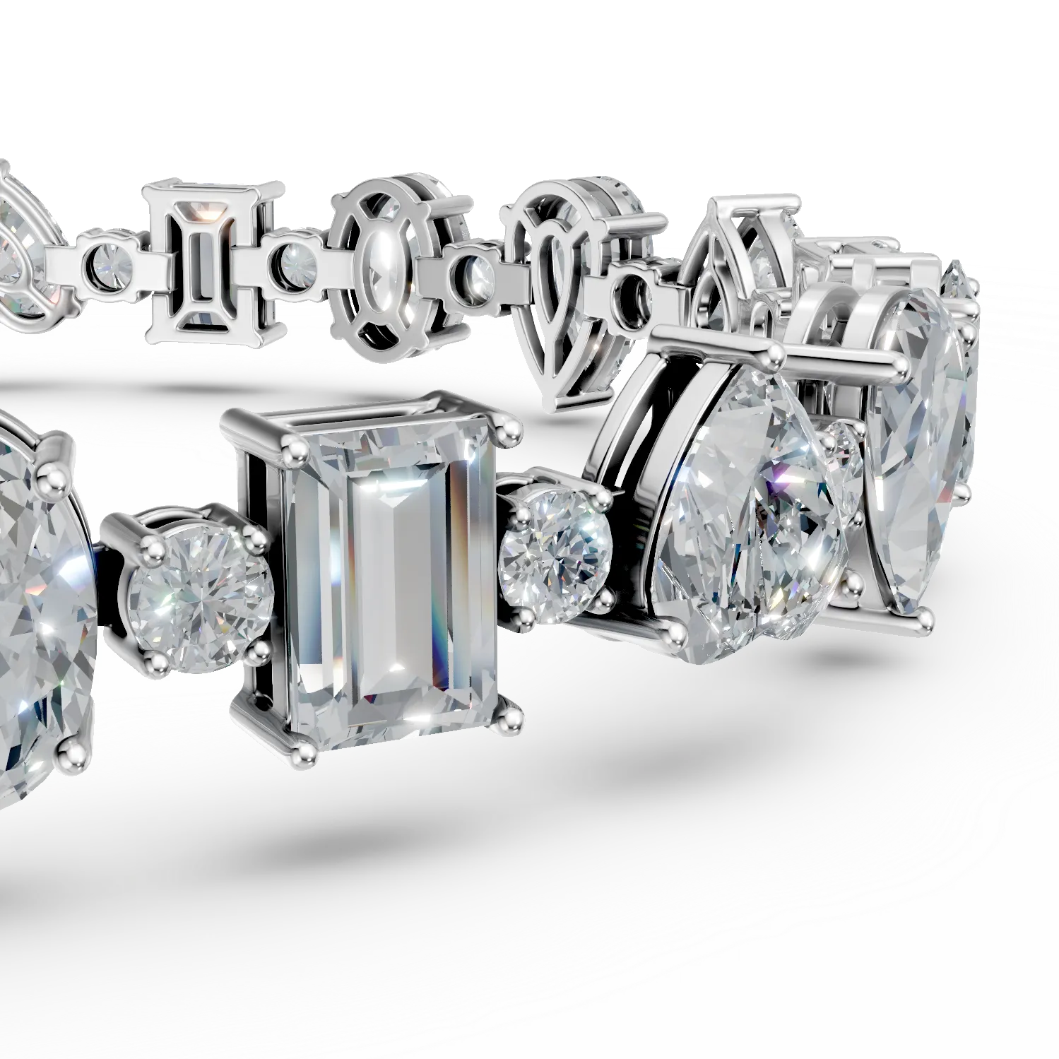 Bratara tennis din aur alb cu diamante de 16.71ct create in laborator
