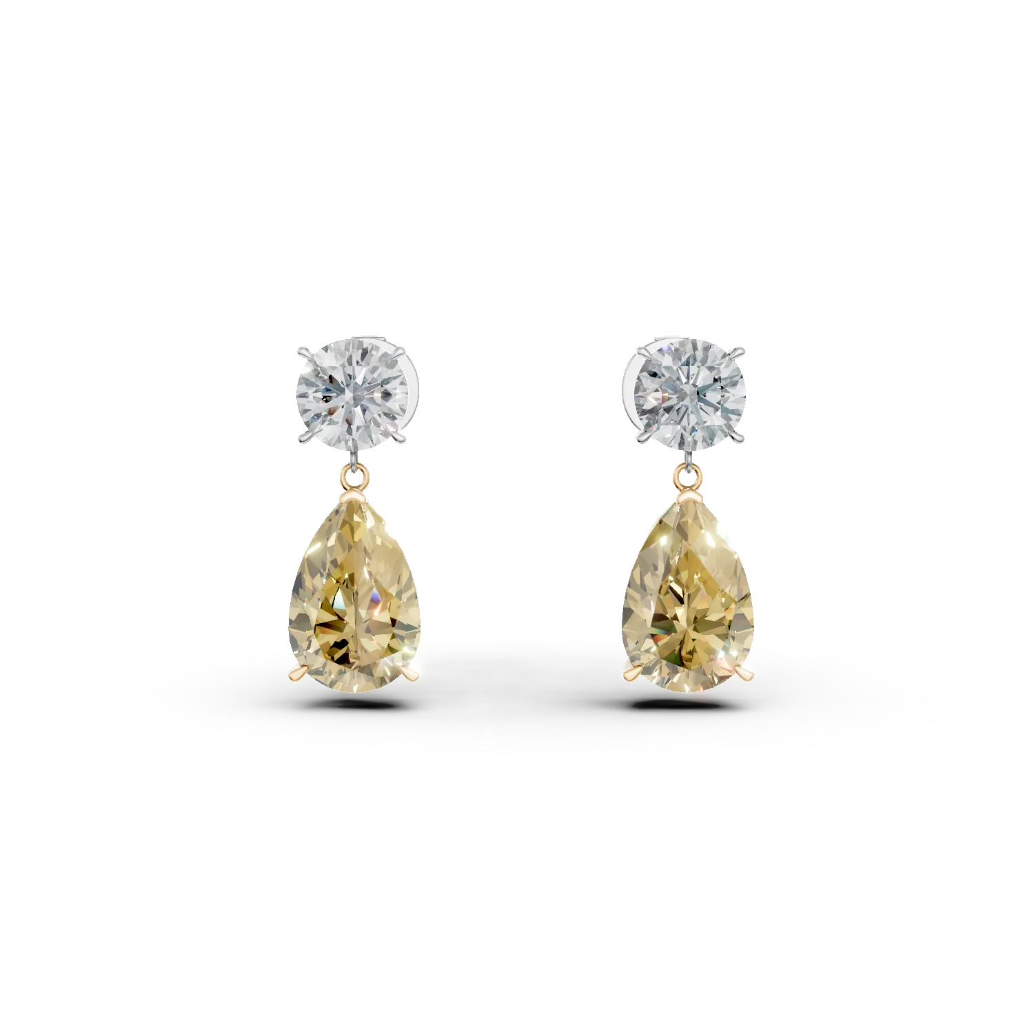 Cercei din aur alb cu diamante fancy galbene si diamante incolore de 5.67ct create in laborator