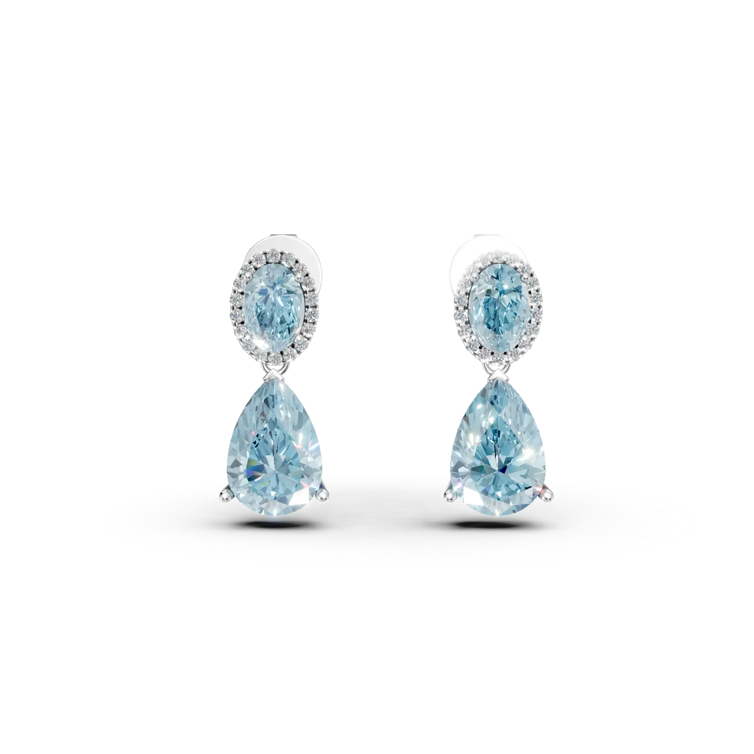 Cercei din argint cu topaze albastru de 8.75ct si zirconii