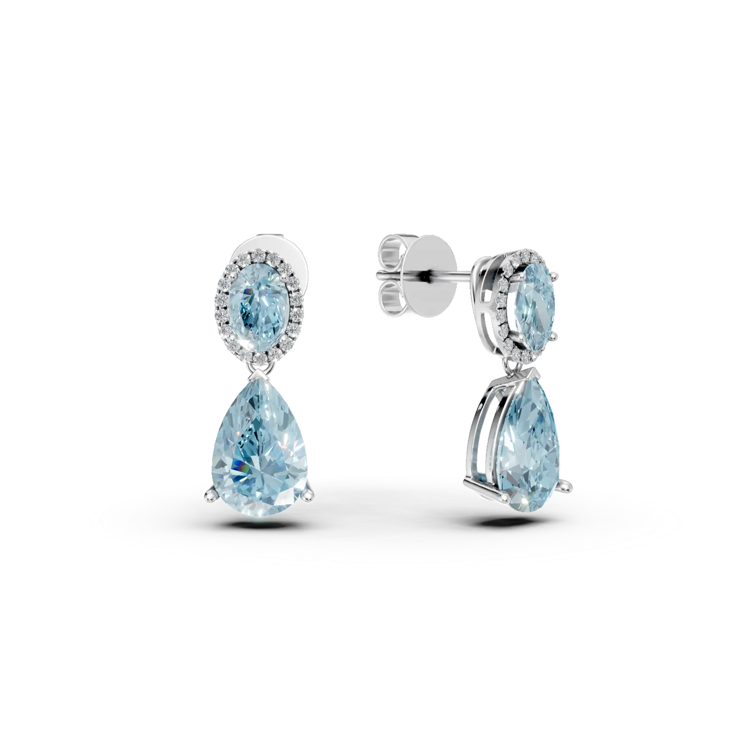 Cercei din argint cu topaze albastru de 8.75ct si zirconii