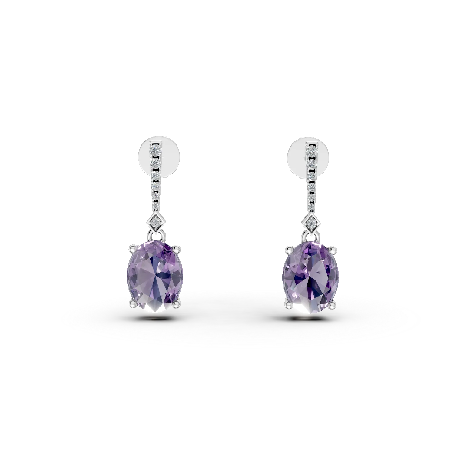 Cercei din argint cu ametiste de 3.26ct si zirconii