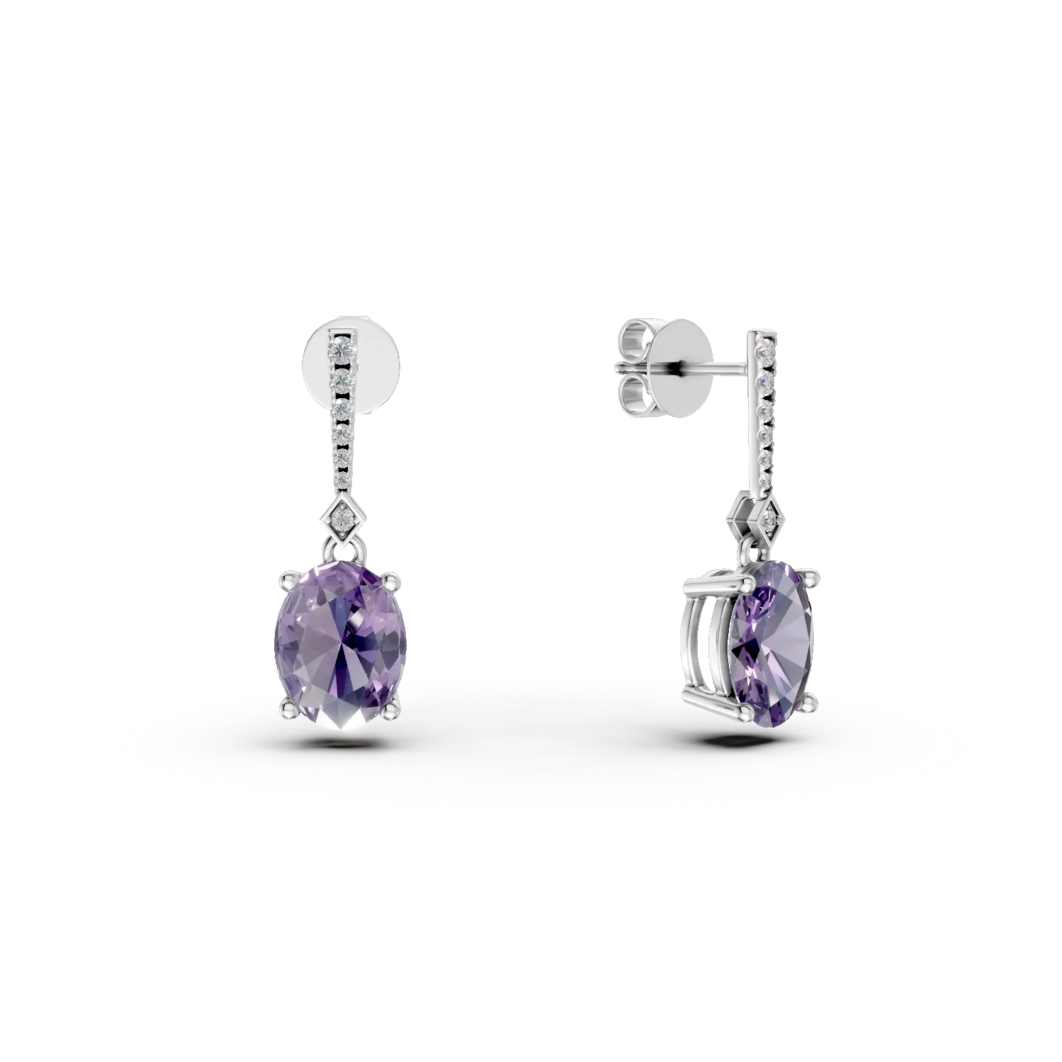 Cercei din argint cu ametiste de 3.26ct si zirconii