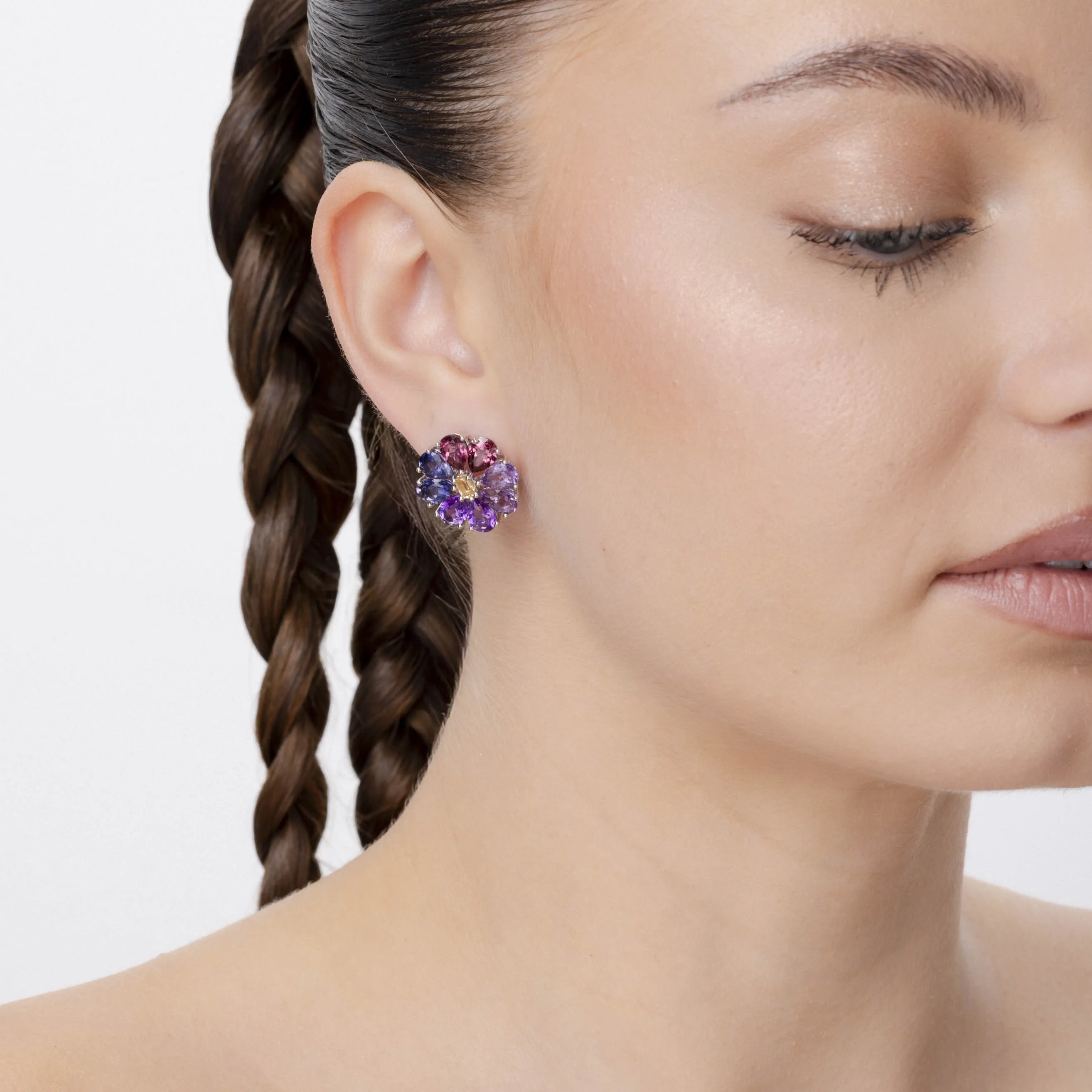 Cercei florali din argint cu pietre semipretioase de 10.99ct