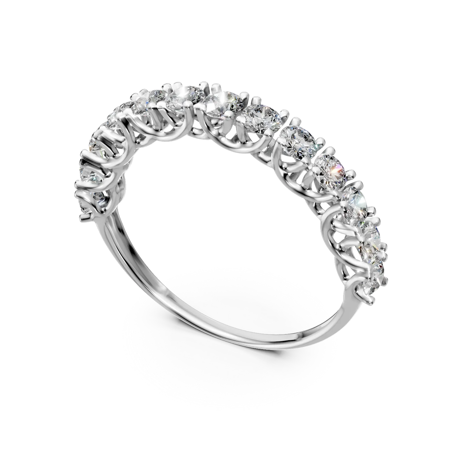 Inel semi eternity din aur alb cu zirconii