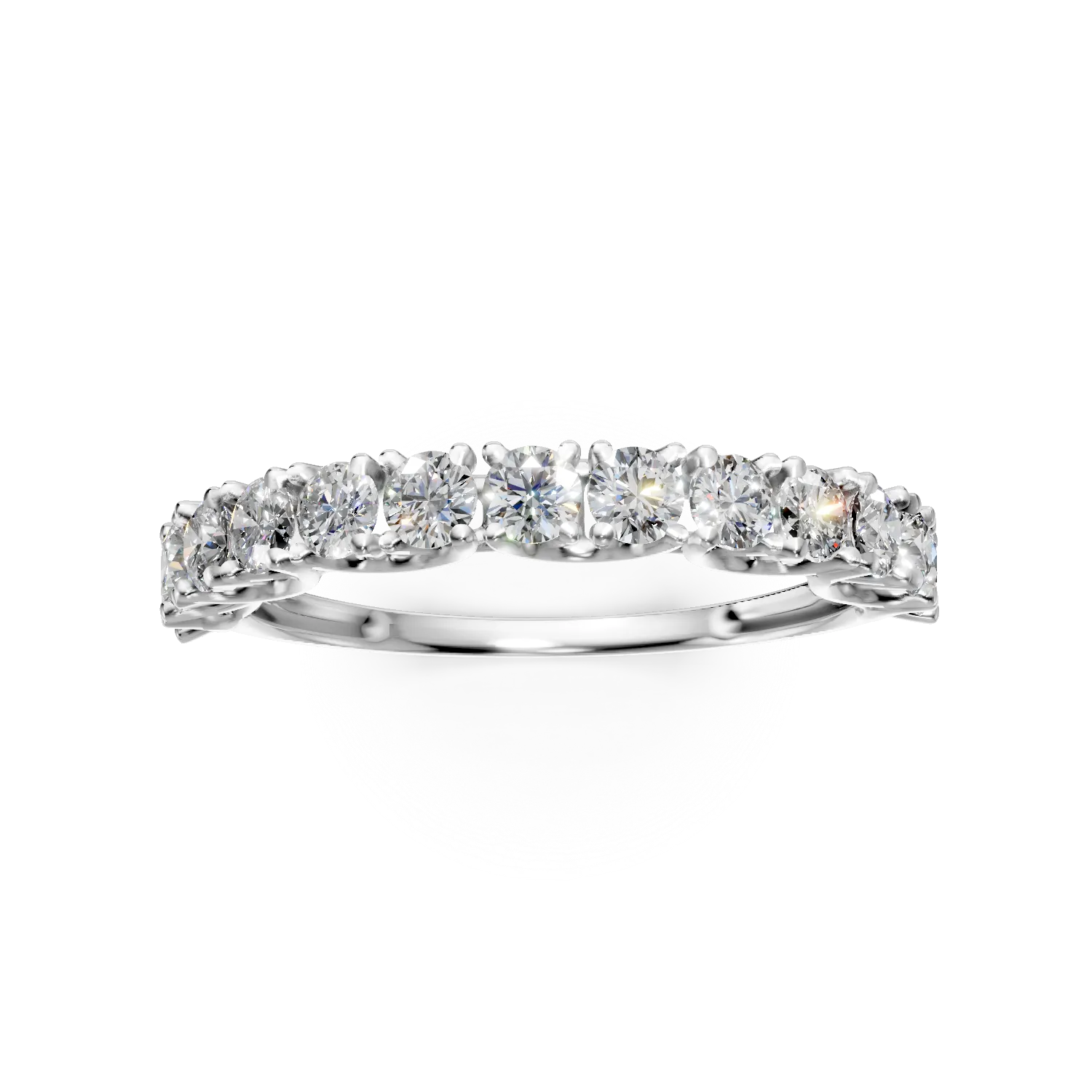 Inel semi eternity din aur alb cu zirconii