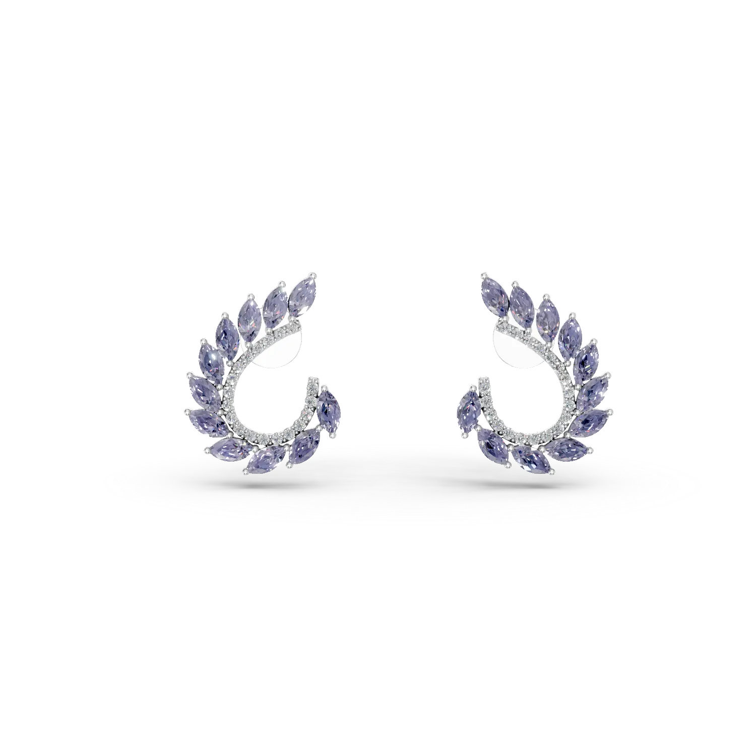 Cercei din argint cu tanzanite de 1.46ct si zirconii