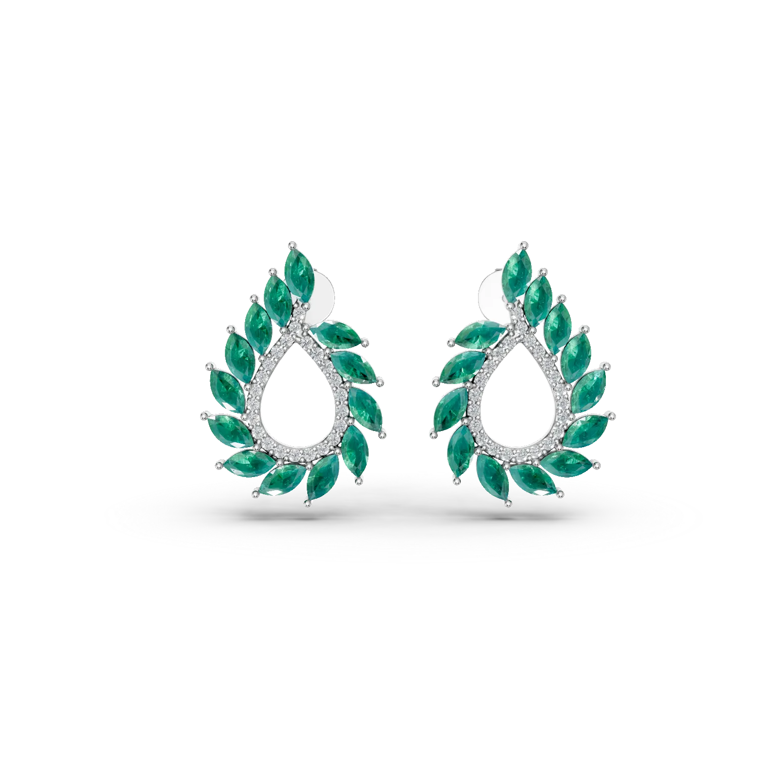 Cercei din argint cu smaralde de 1.9ct si zirconii - Imagine 2