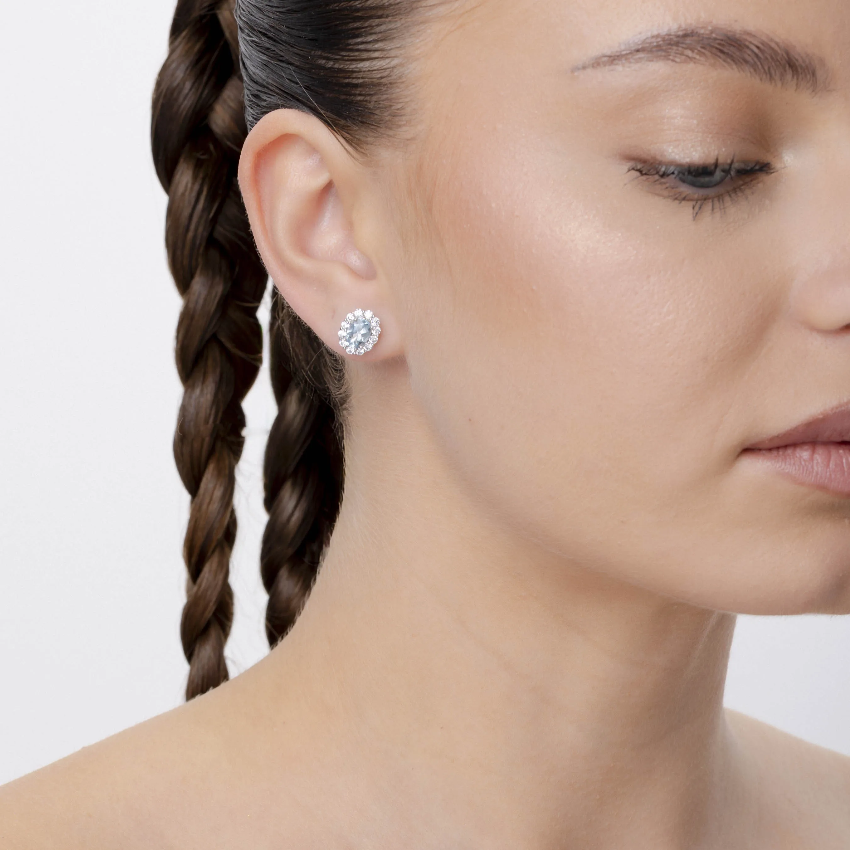Cercei din argint cu acvamarine de 1.34ct si zirconii - Imagine 3