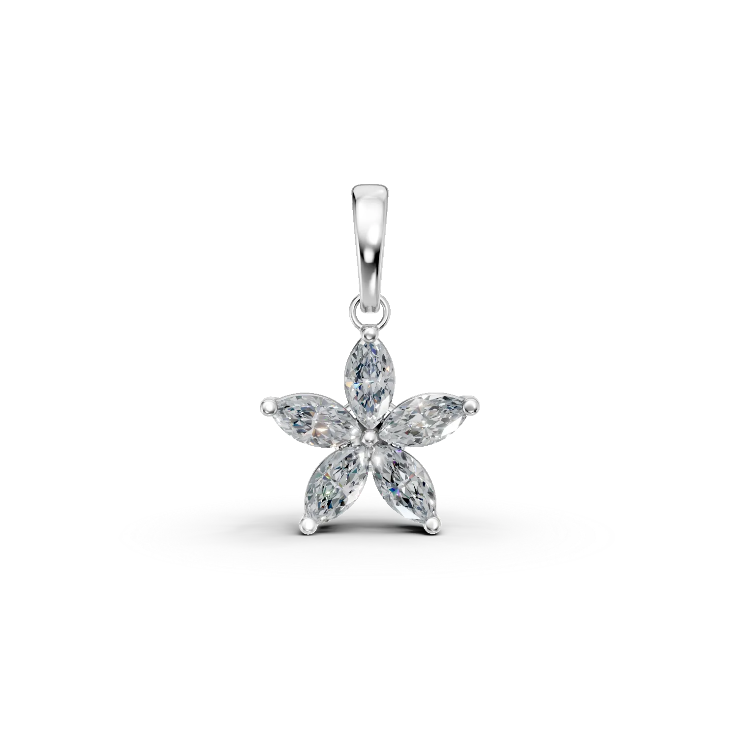 Pandantiv floral din aur alb cu diamante de 0.79ct create in laborator