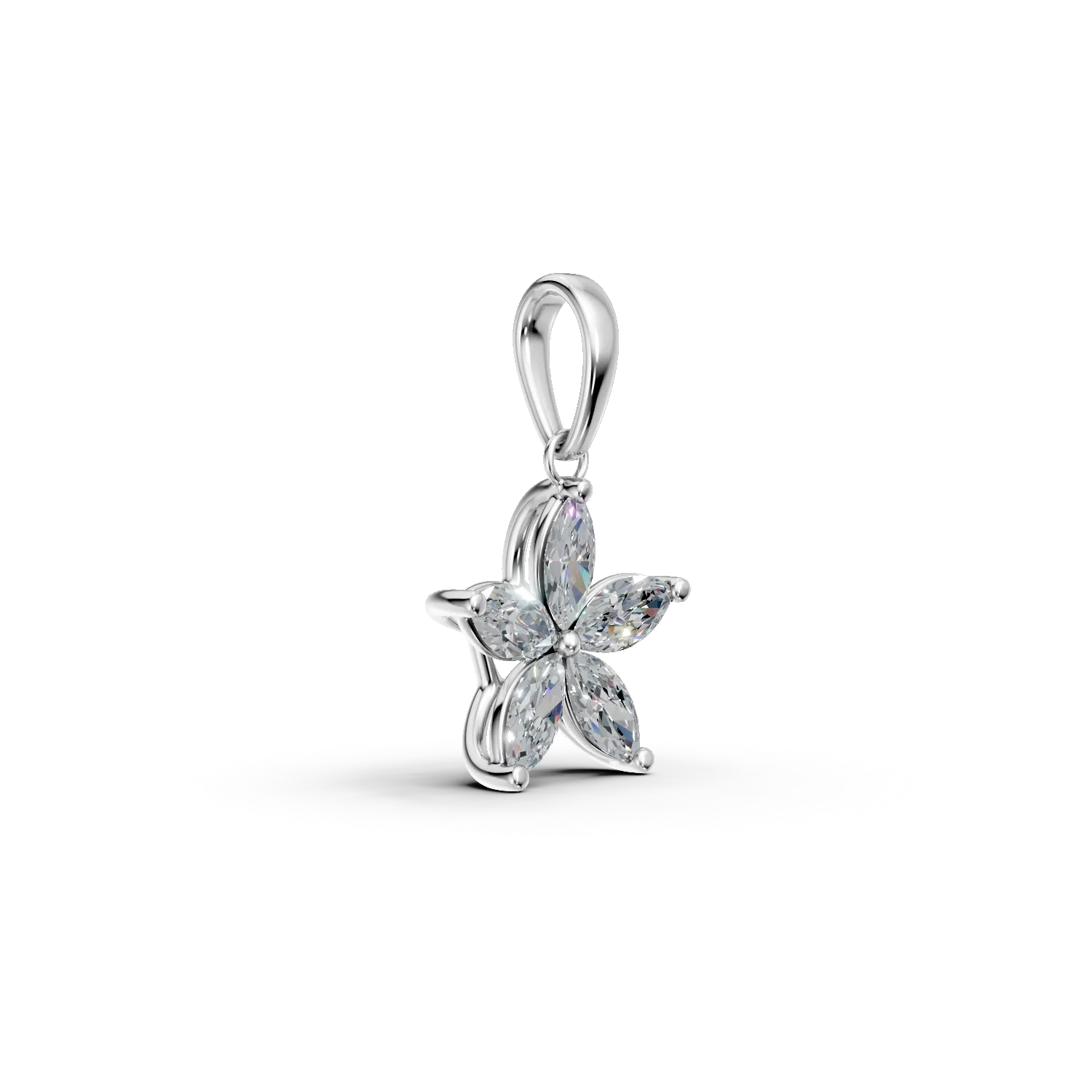 Pandantiv floral din aur alb cu diamante de 0.79ct create in laborator - imagine 2