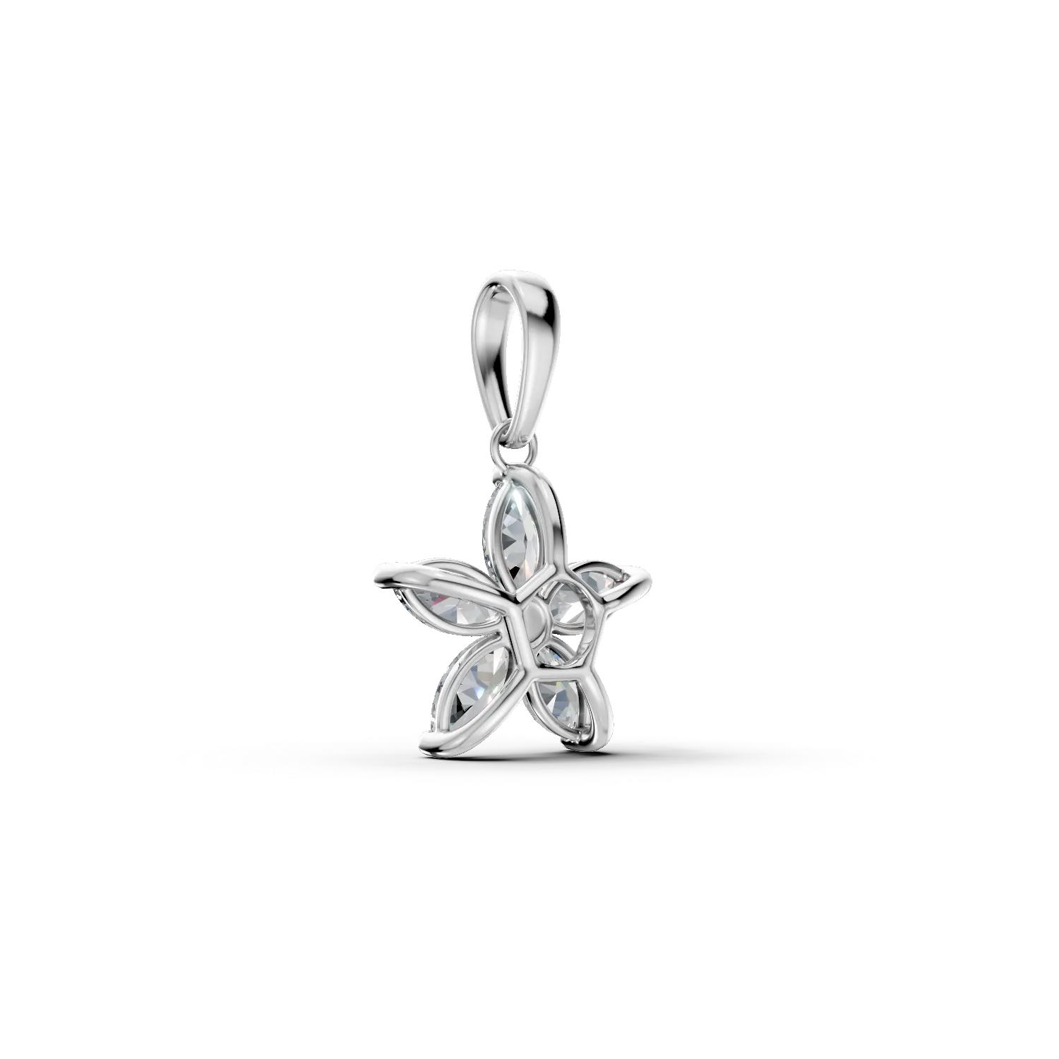 Pandantiv floral din aur alb cu diamante de 0.79ct create in laborator - imagine 3