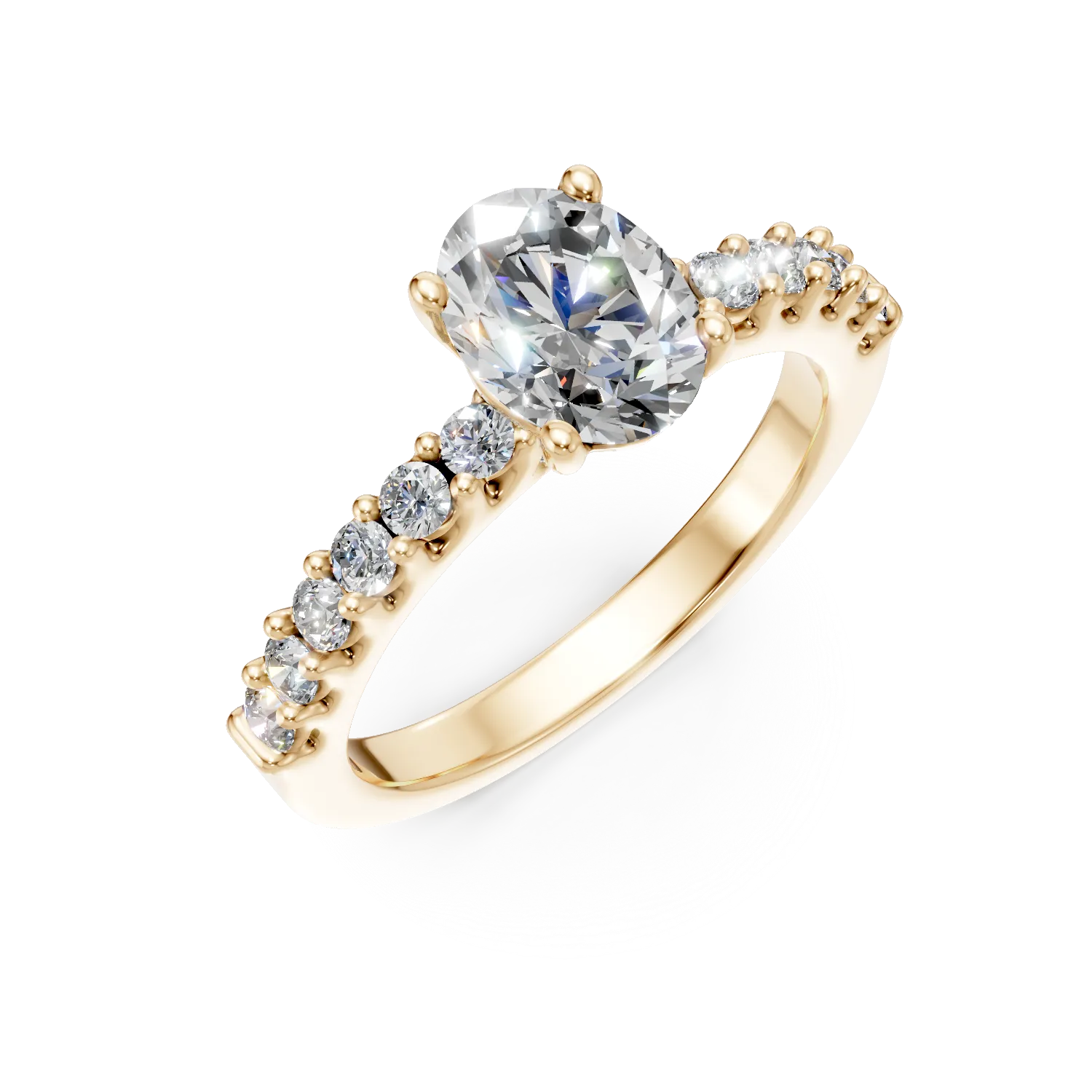 Inel din aur galben cu diamante de 1.54ct create in laborator